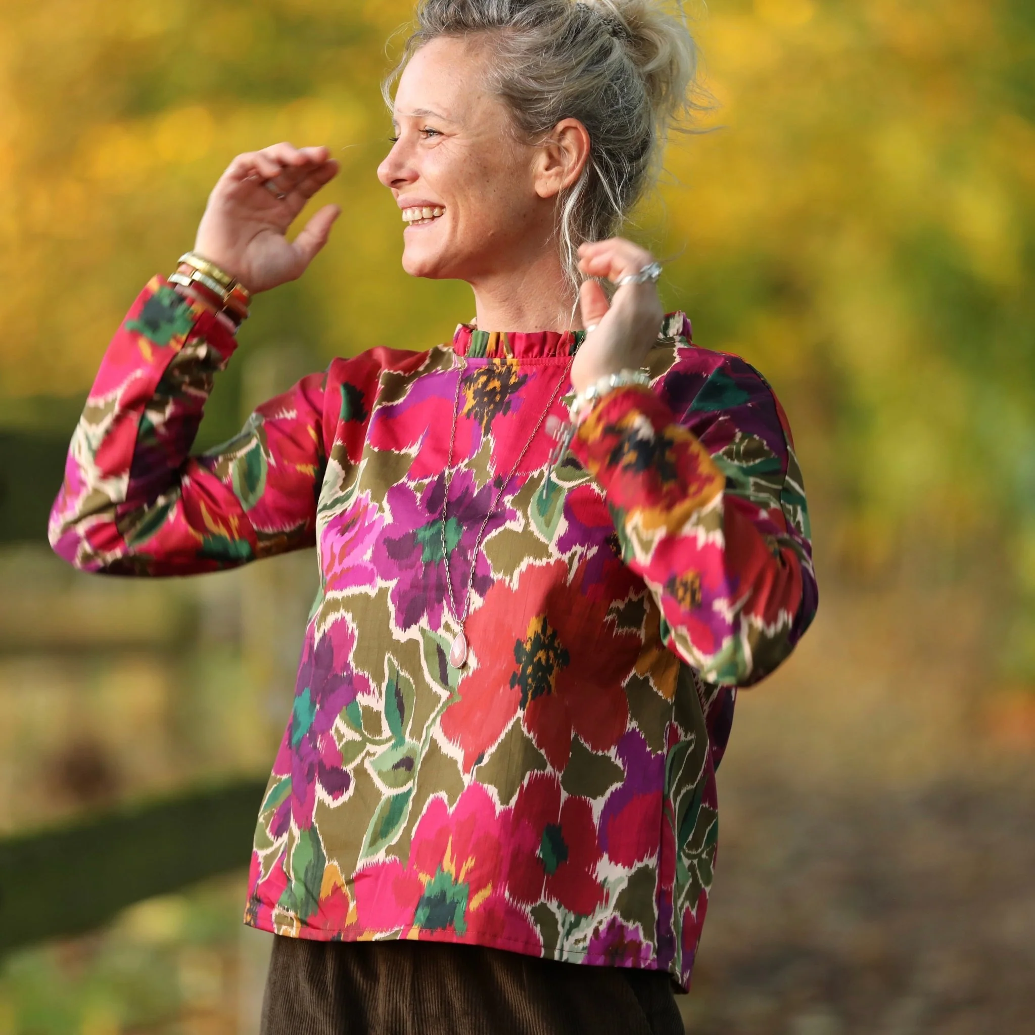 Blouse Janelle – Satin de coton fleuri Toscane