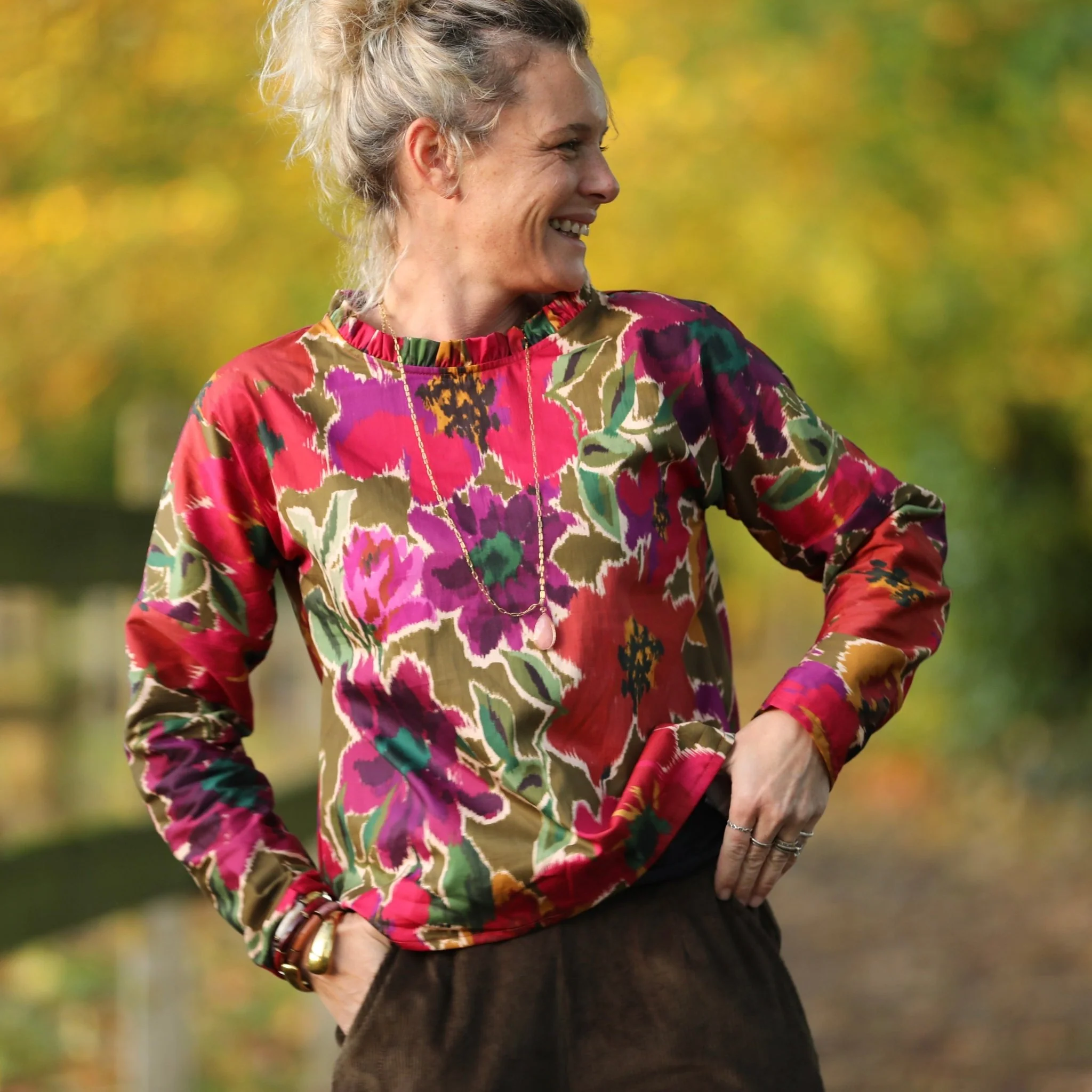 Blouse Janelle – Satin de coton fleuri Toscane - Image 8