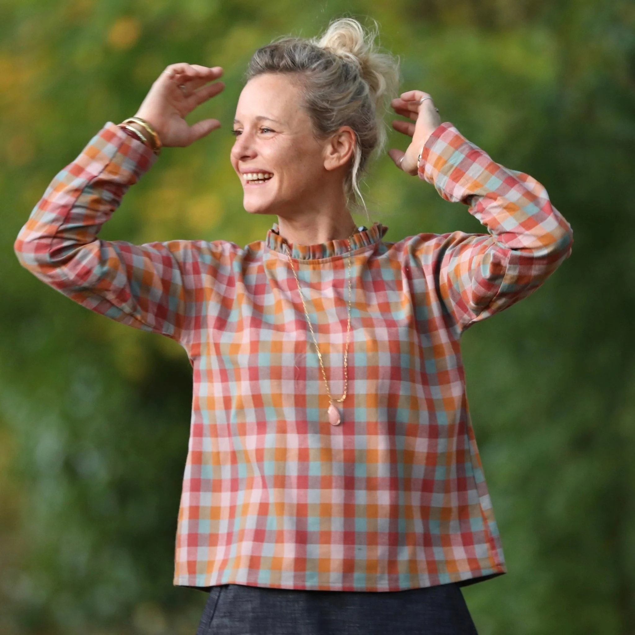Blouse Janelle – tartan automnal en coton