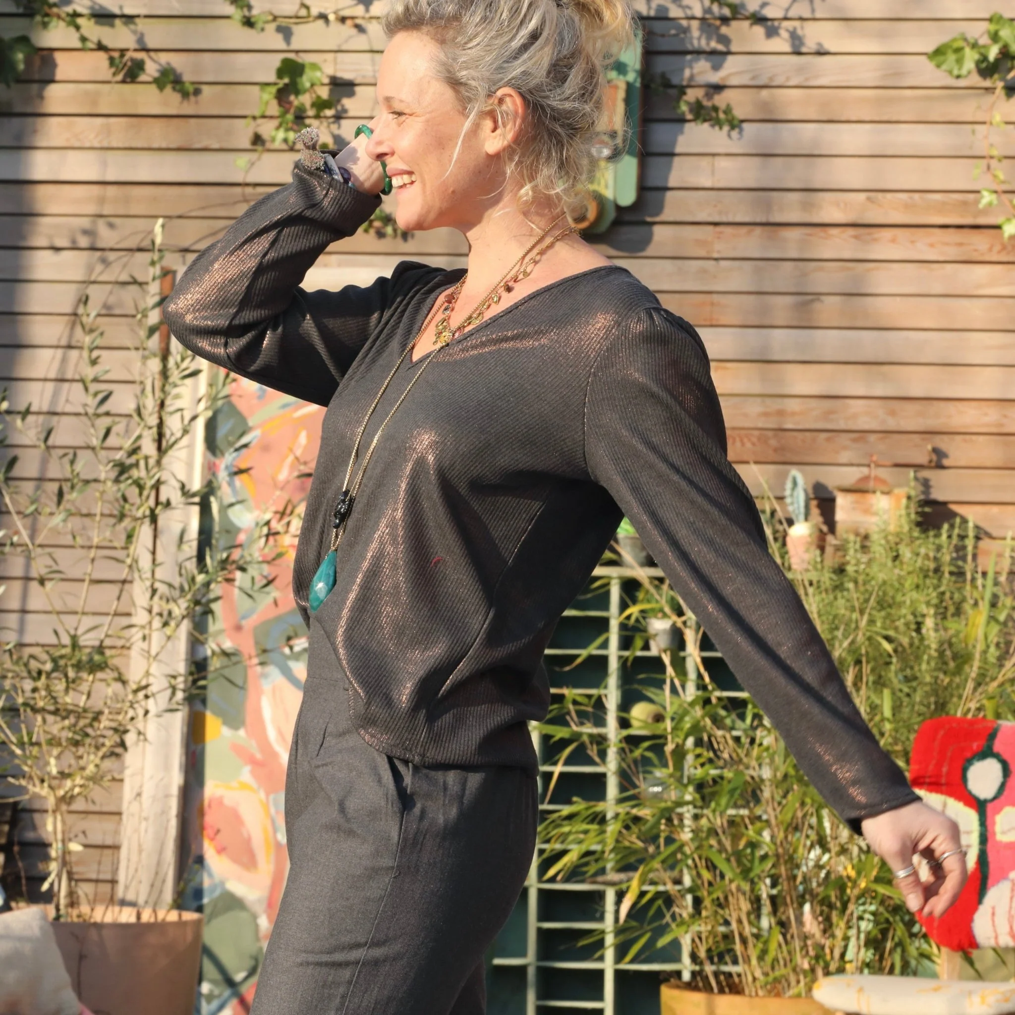 Blouse Lalou gris/bronze - Image 8