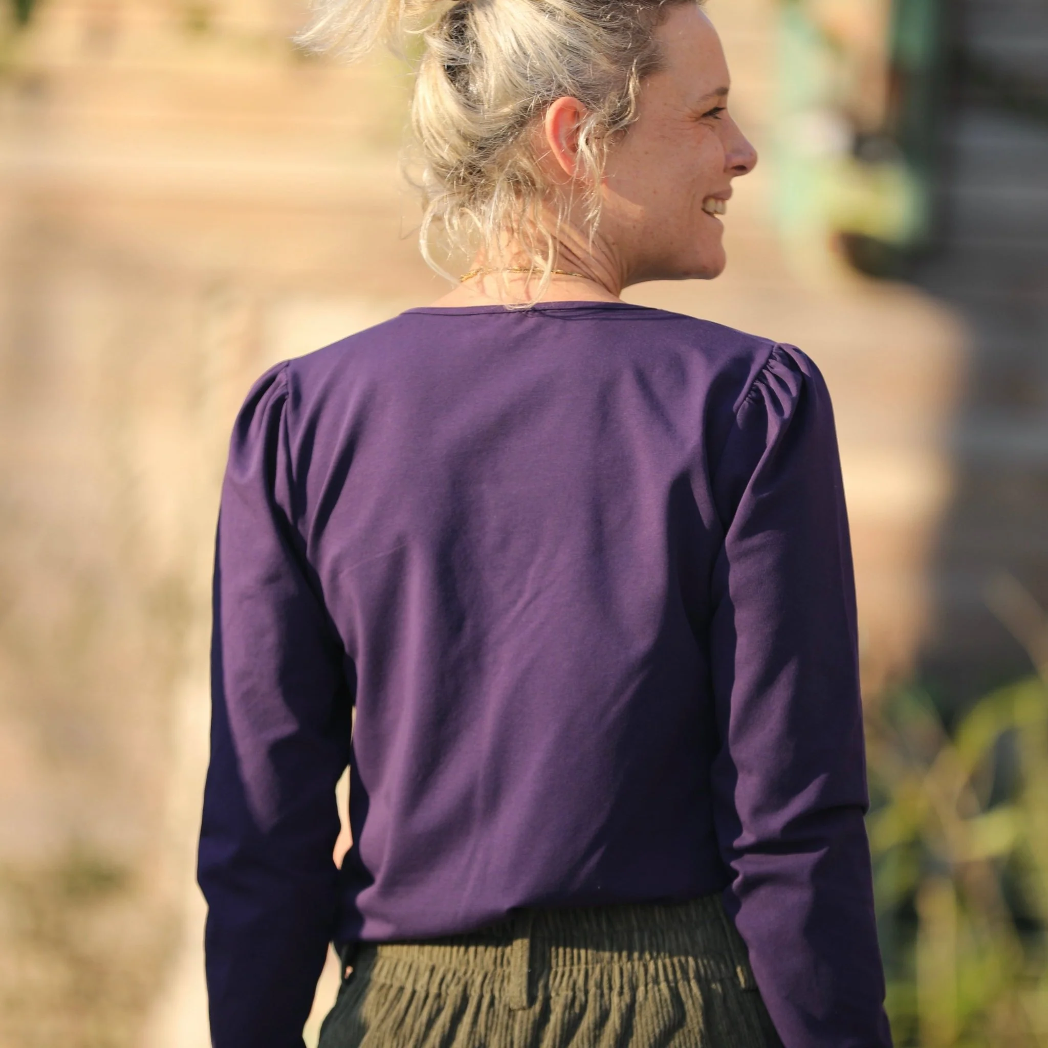 Blouse Lalou jersey de coton prune - Image 3
