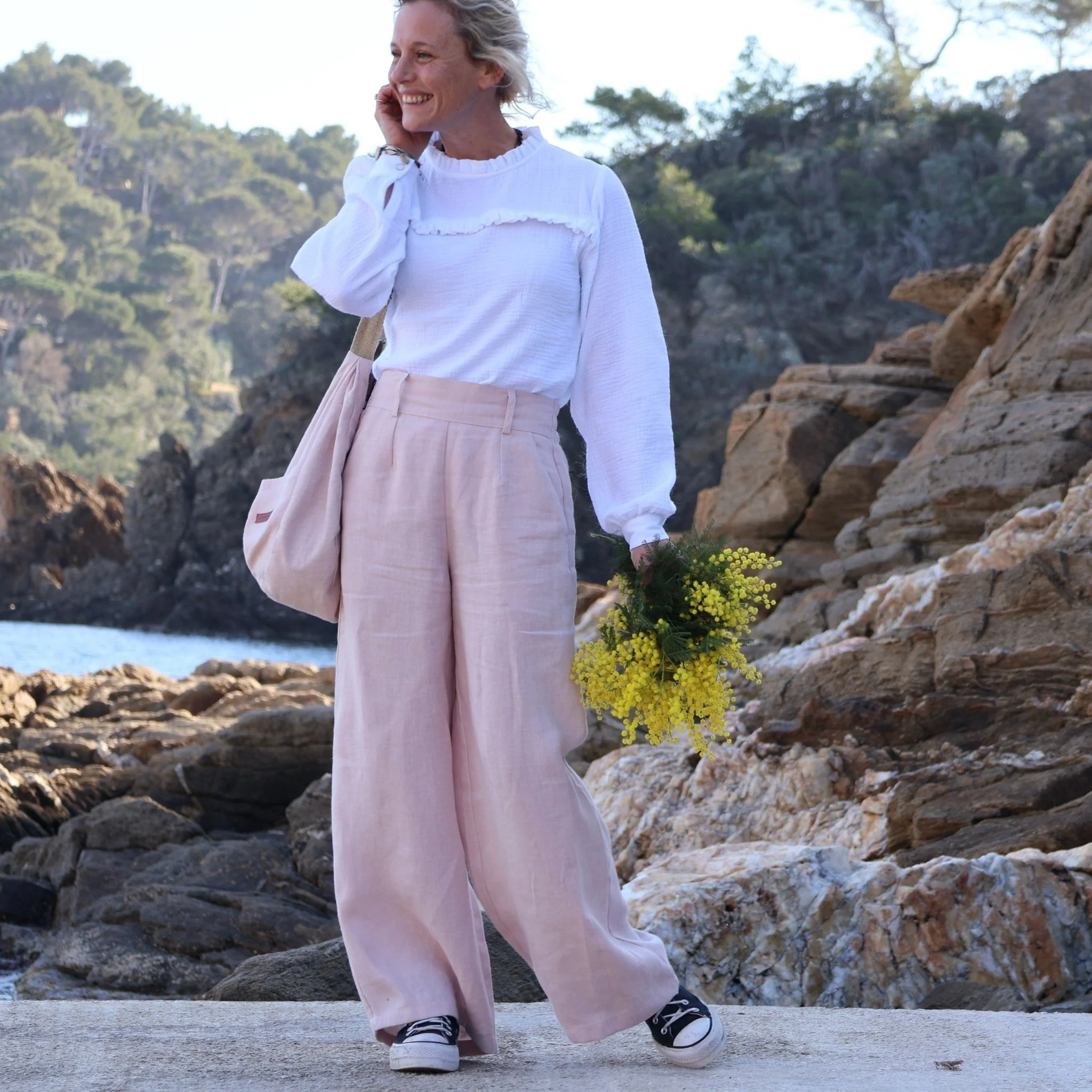 Blouse Léa - double gaze de coton blanche - Image 5