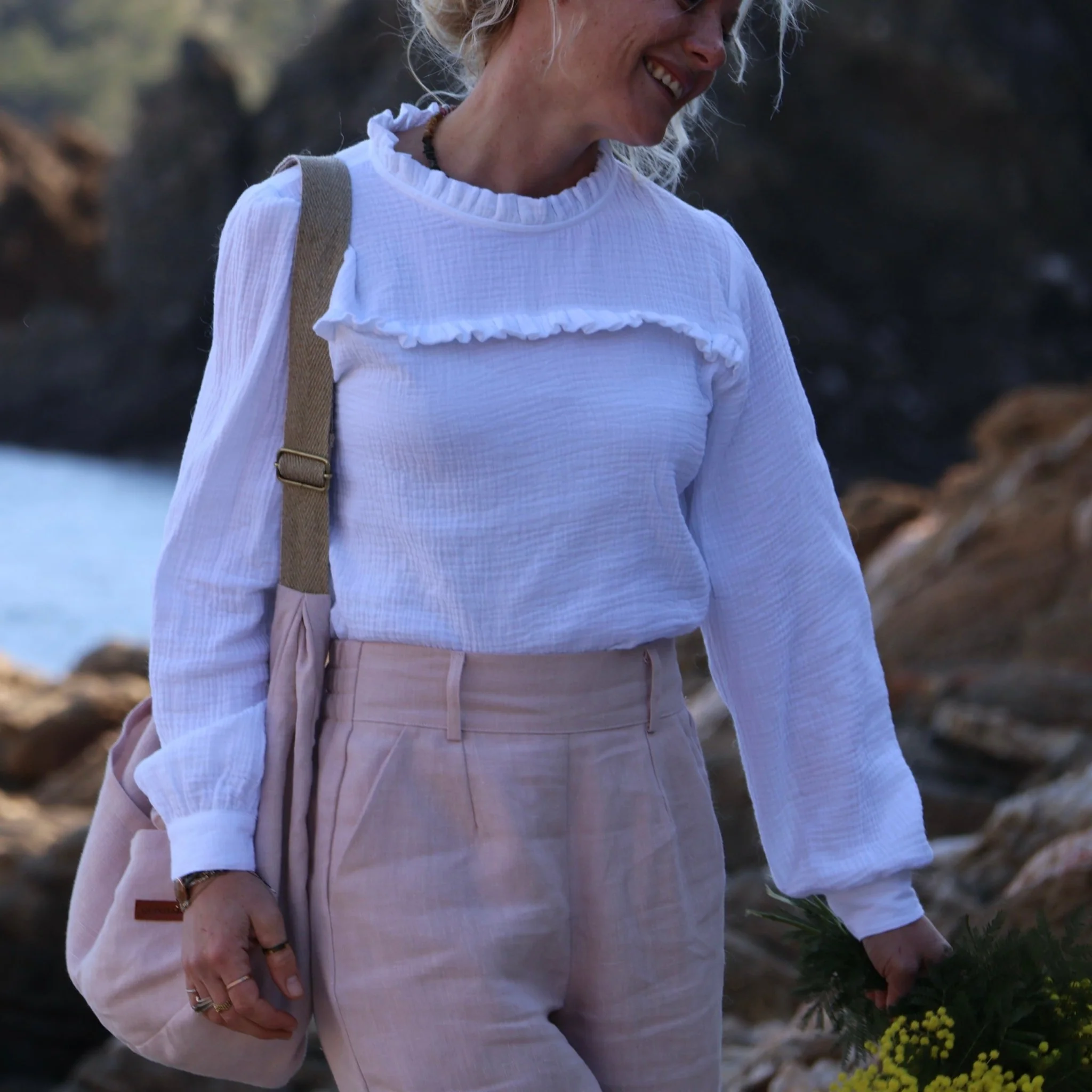 Blouse Léa - double gaze de coton blanche - Image 6