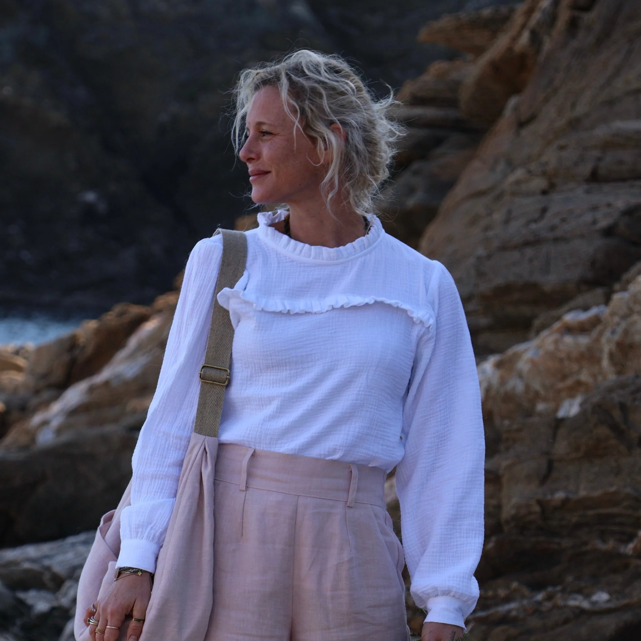 Blouse Léa - double gaze de coton blanche - Image 7