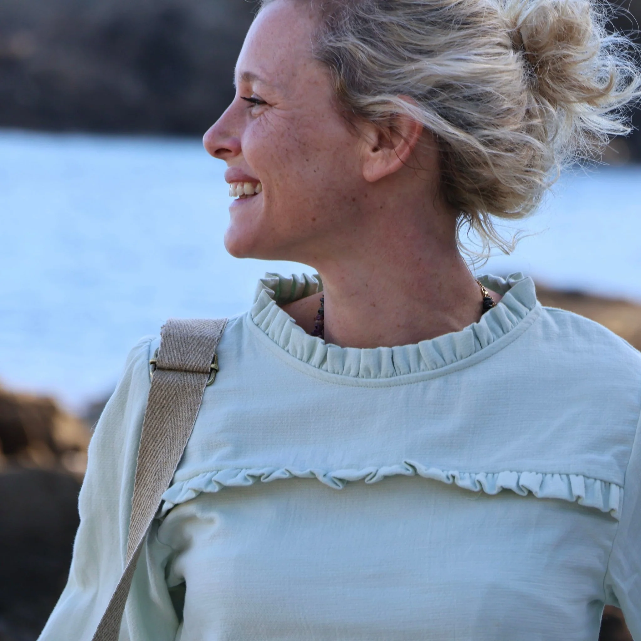 Blouse Léa - sergé de coton vert pastel - Image 7