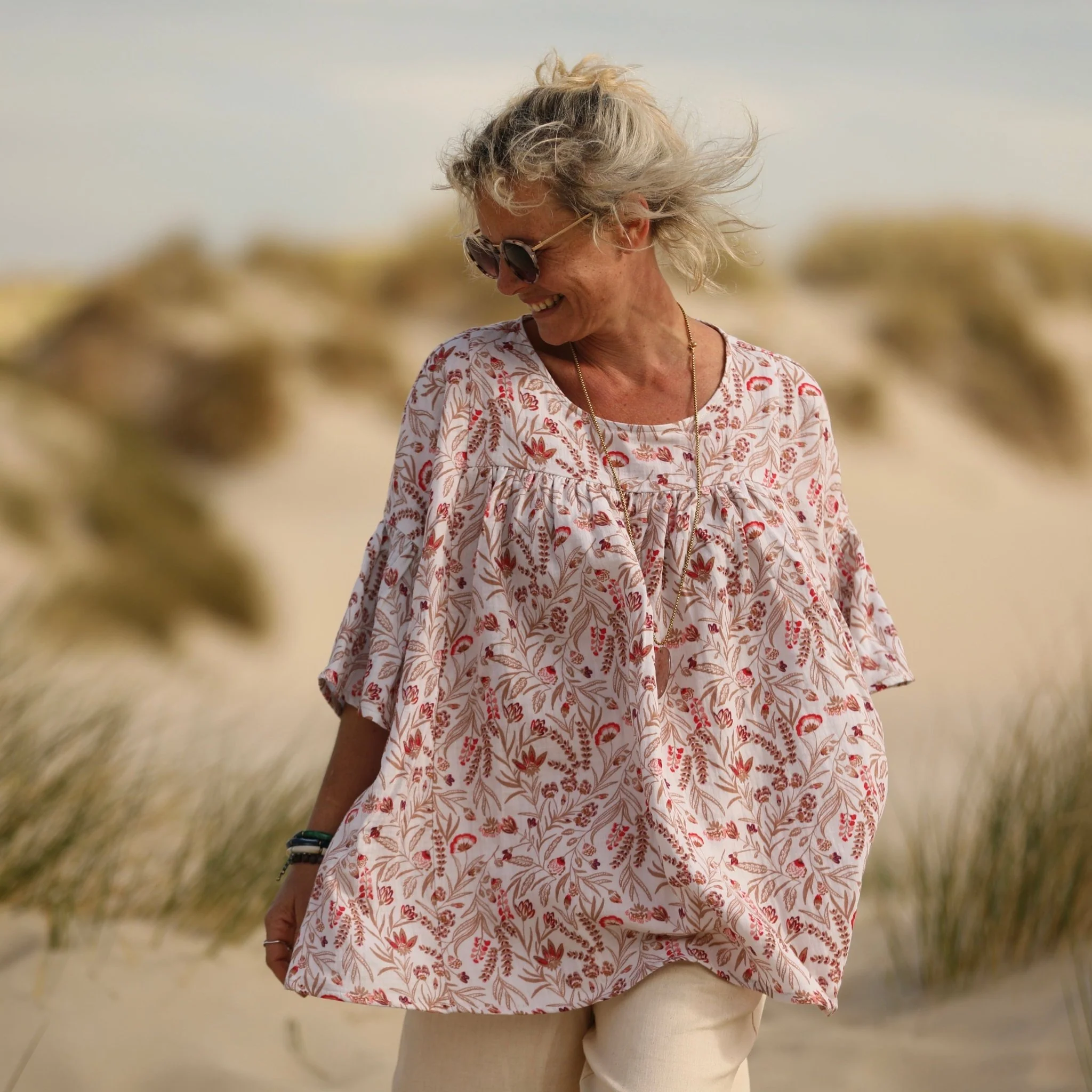 Blouse Léopoldine - double gaze de coton fleurs des marais - Image 8