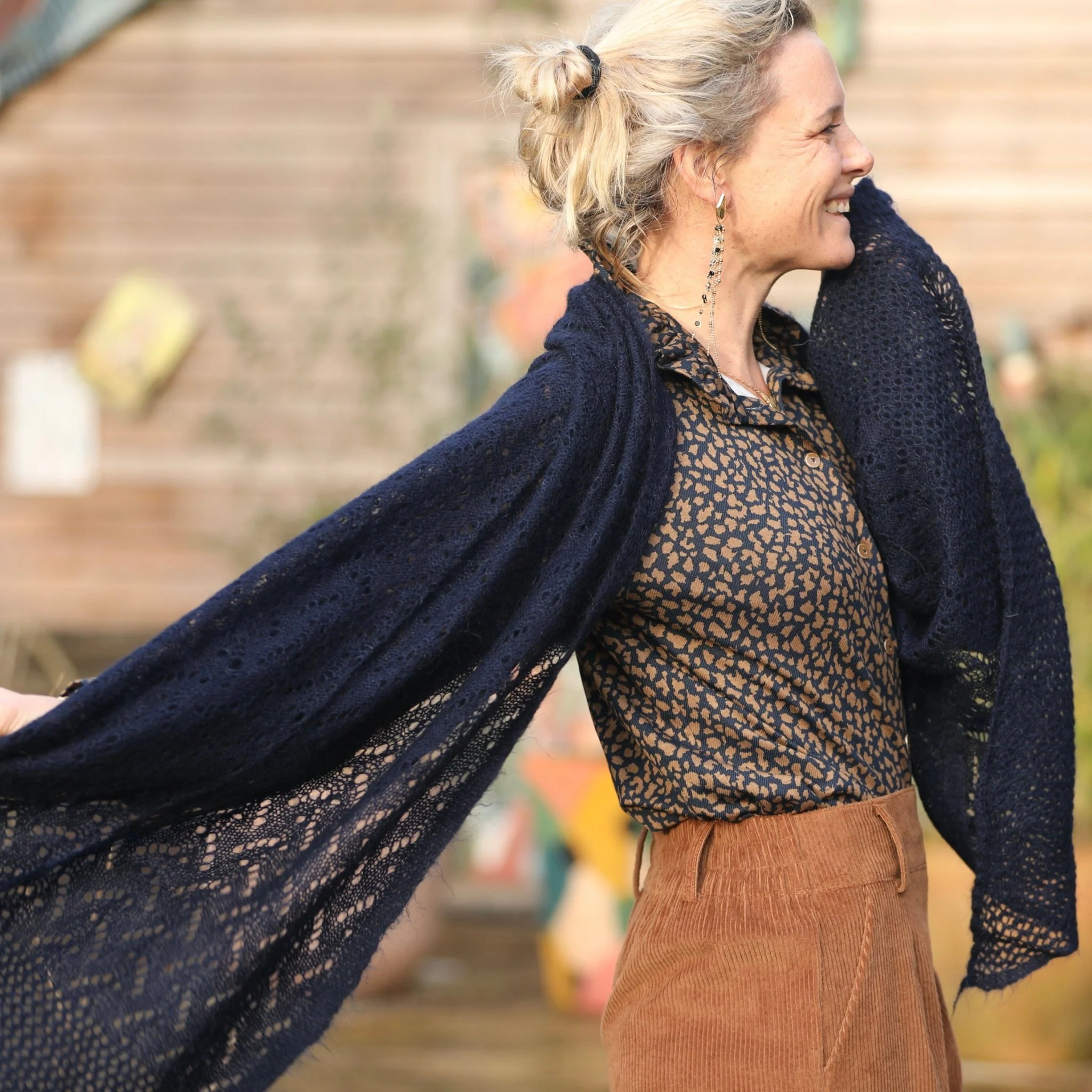 Blouse Marthe -  léo marine/camel - Image 7