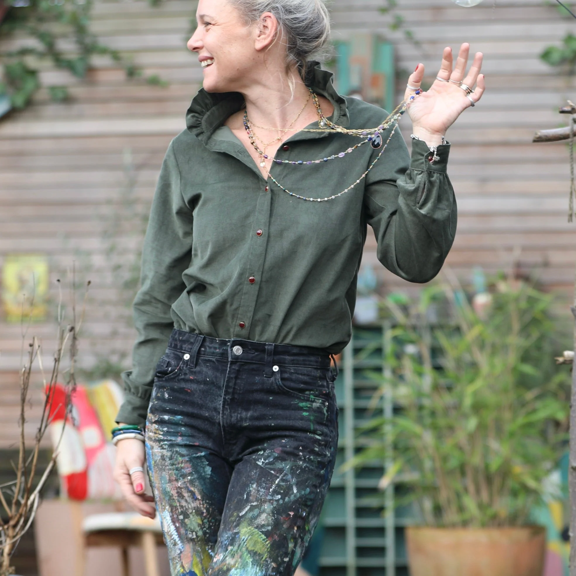 Blouse Marthe - Velours kaki