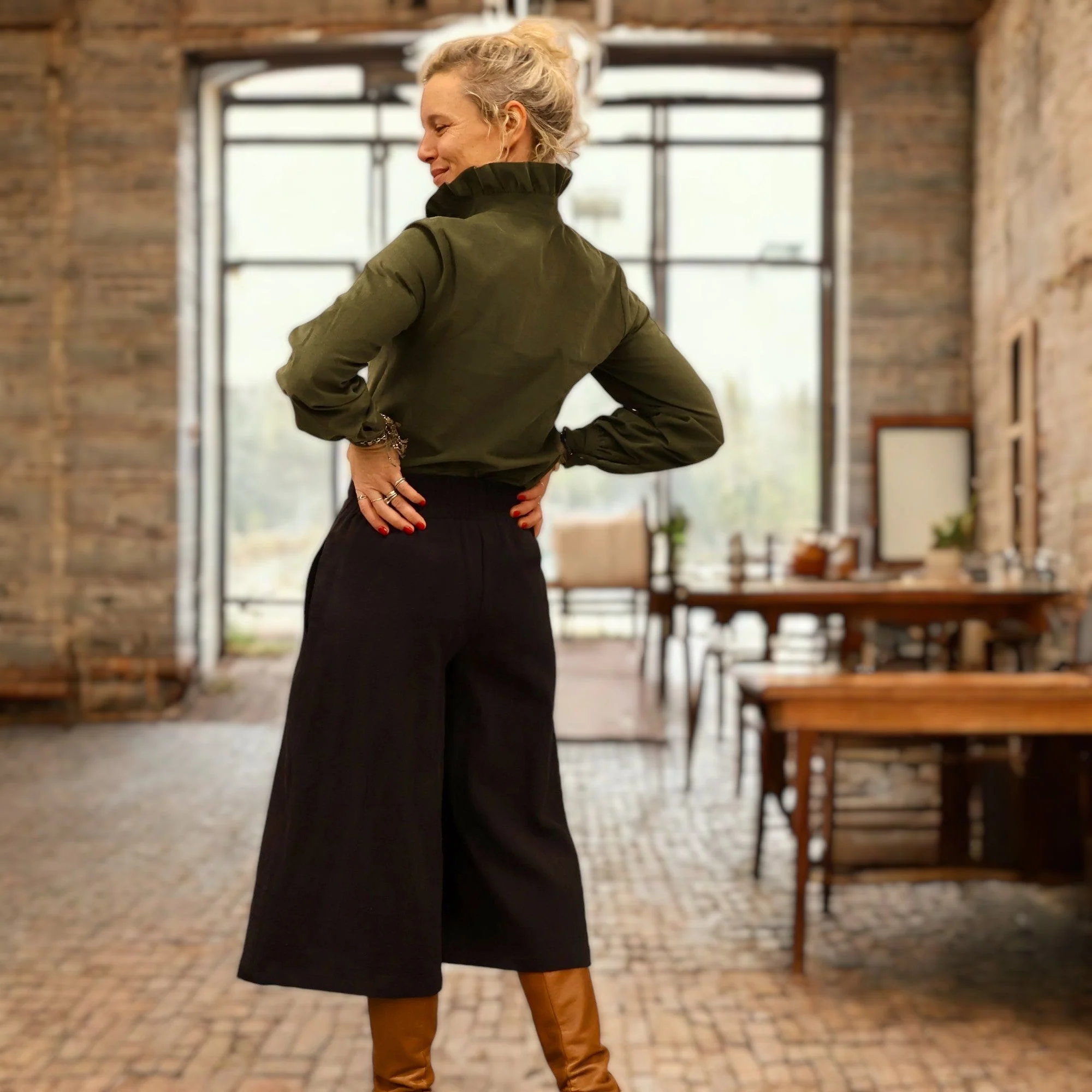 Blouse Marthe - Velours kaki - Image 10