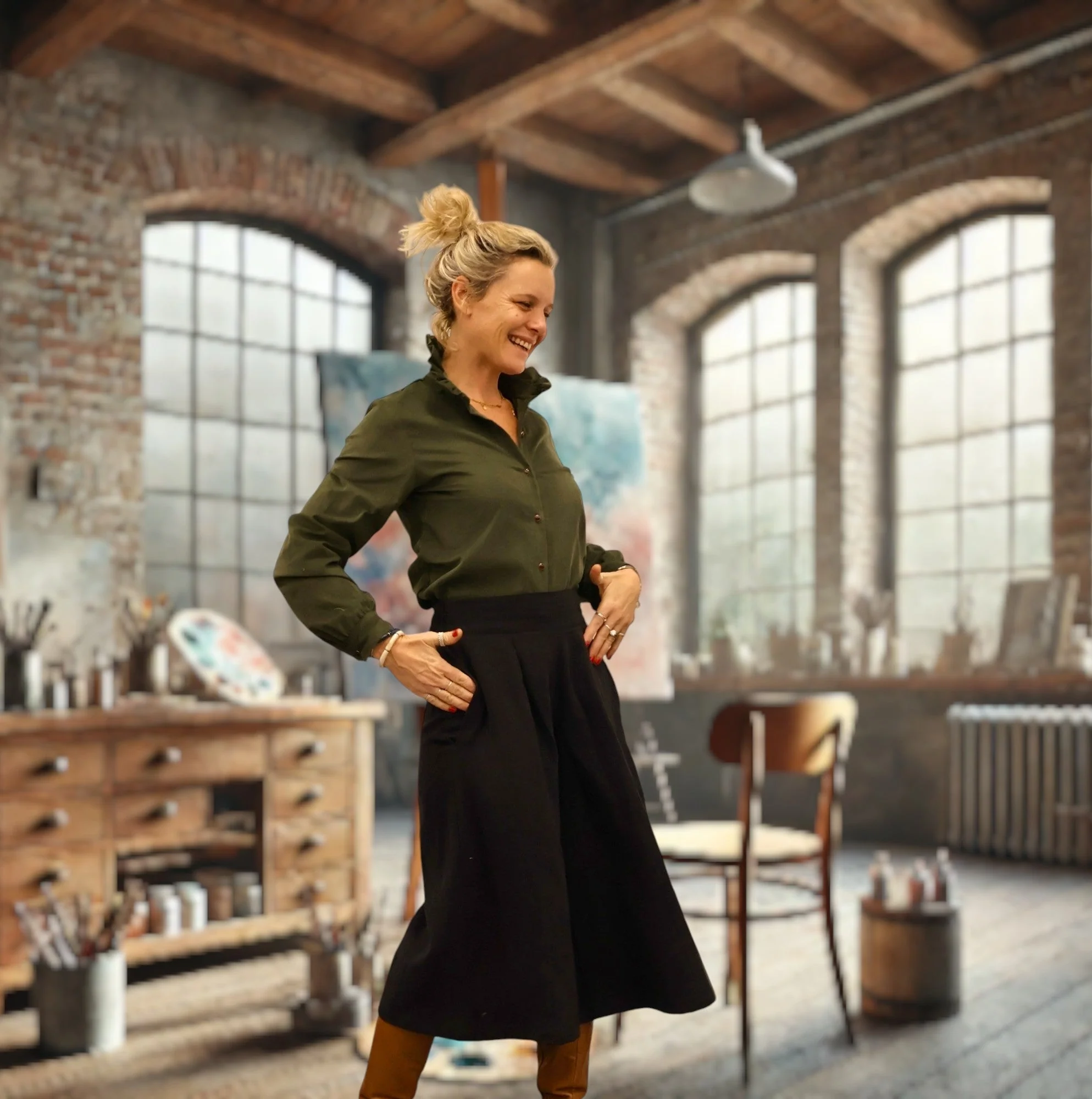 Blouse Marthe - Velours kaki - Image 4