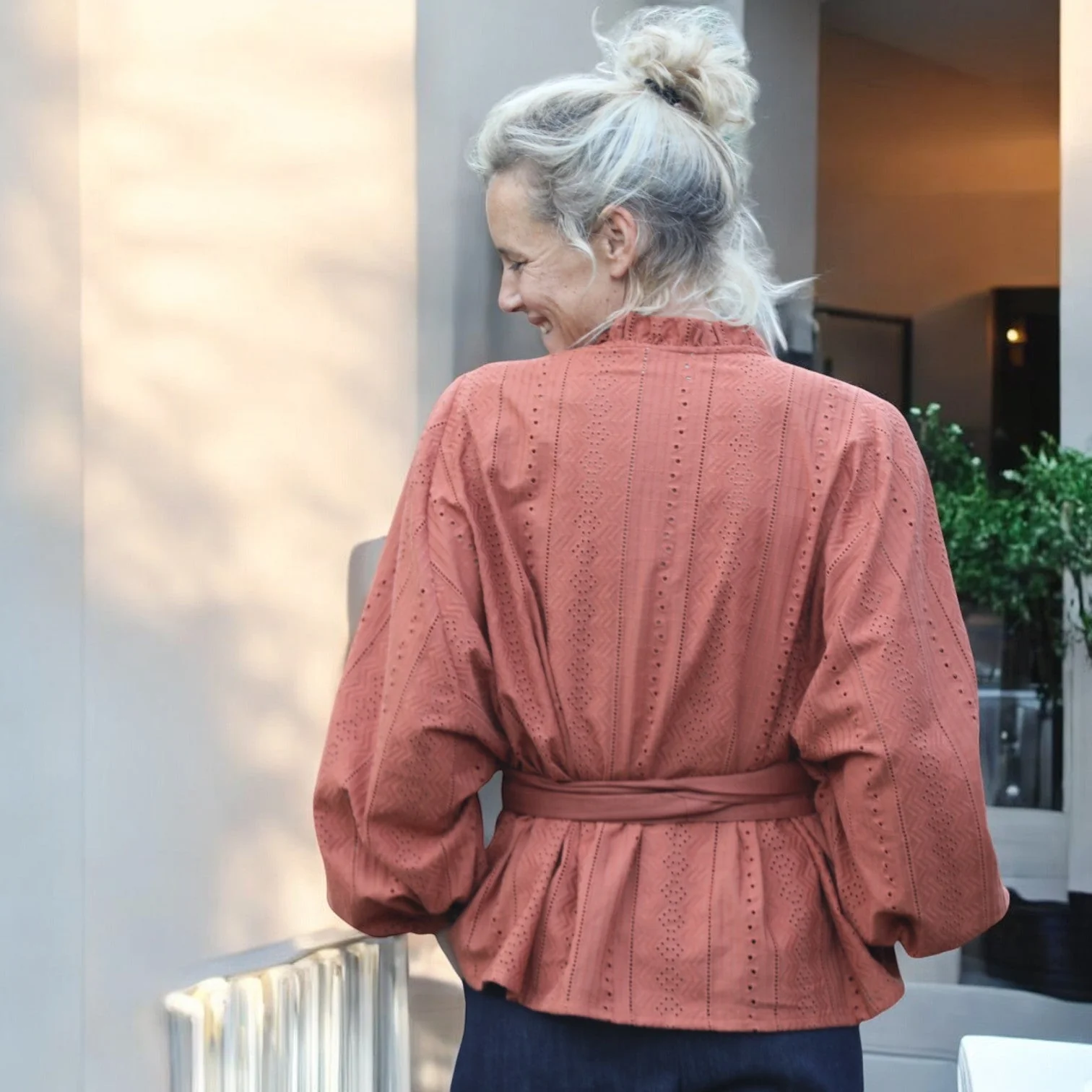 Blouse Miléna - broderie géométrique terracotta - Image 3