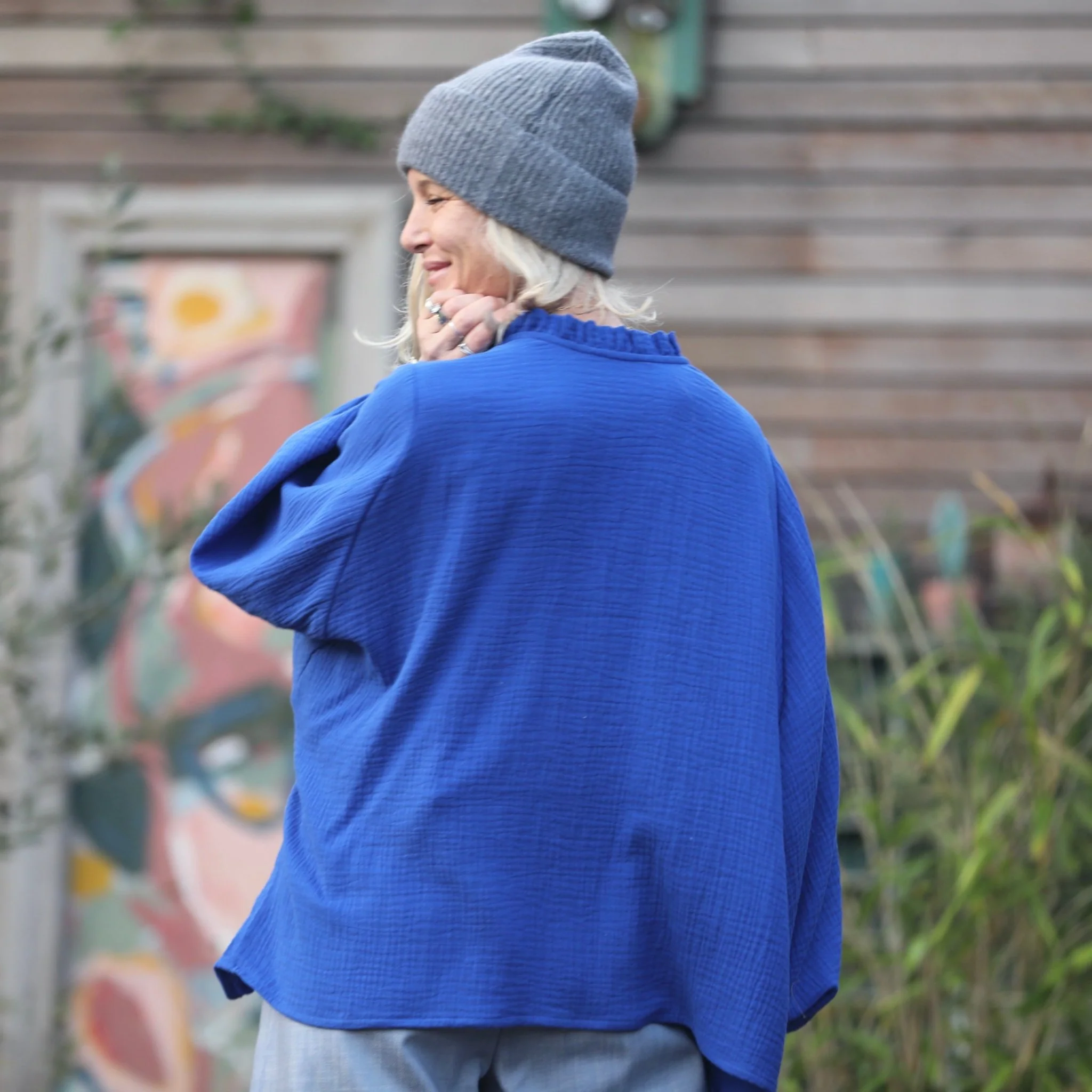 Blouse Miléna - double gaze de coton bleu Majorelle - Image 4