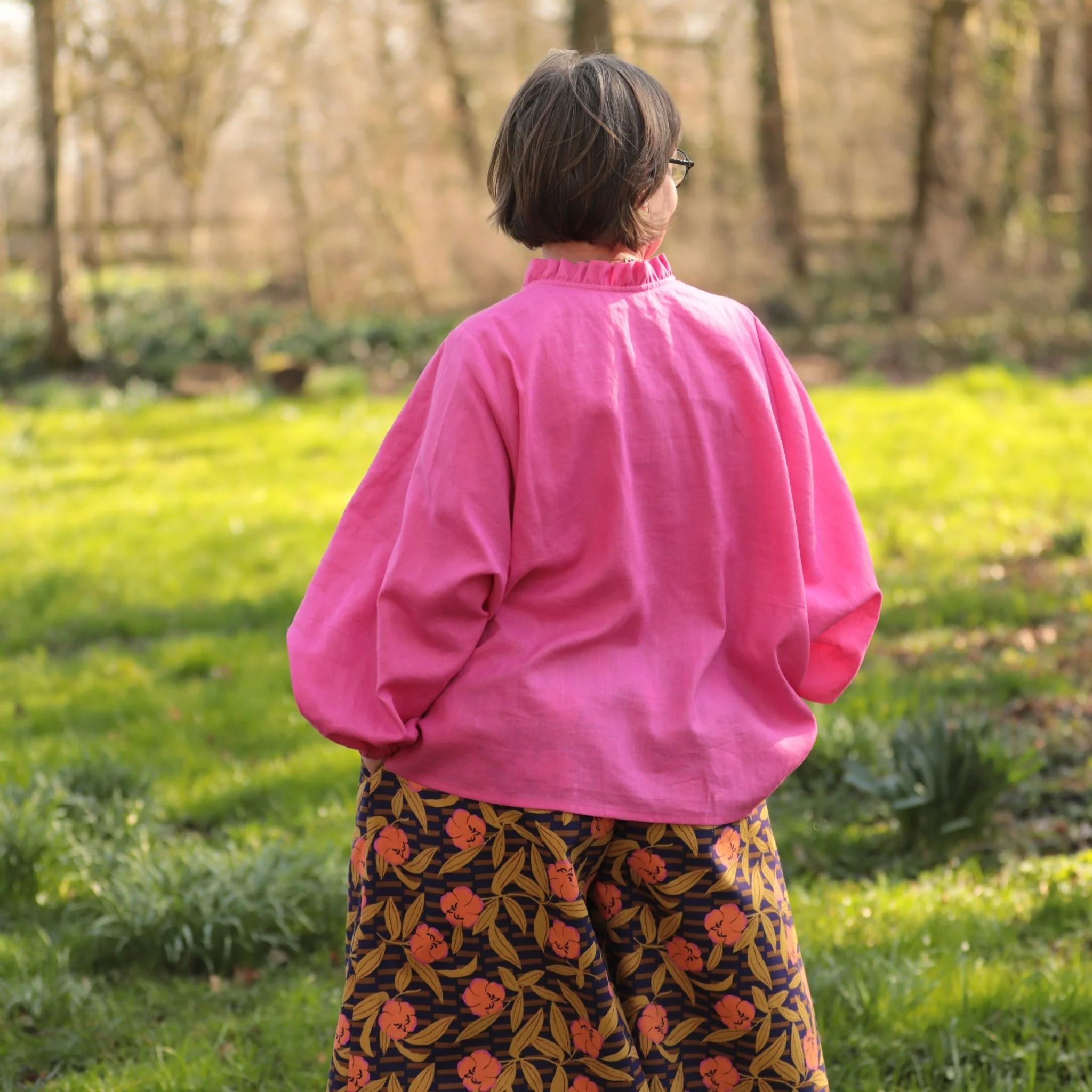 Blouse Miléna - lin fushia - Image 10