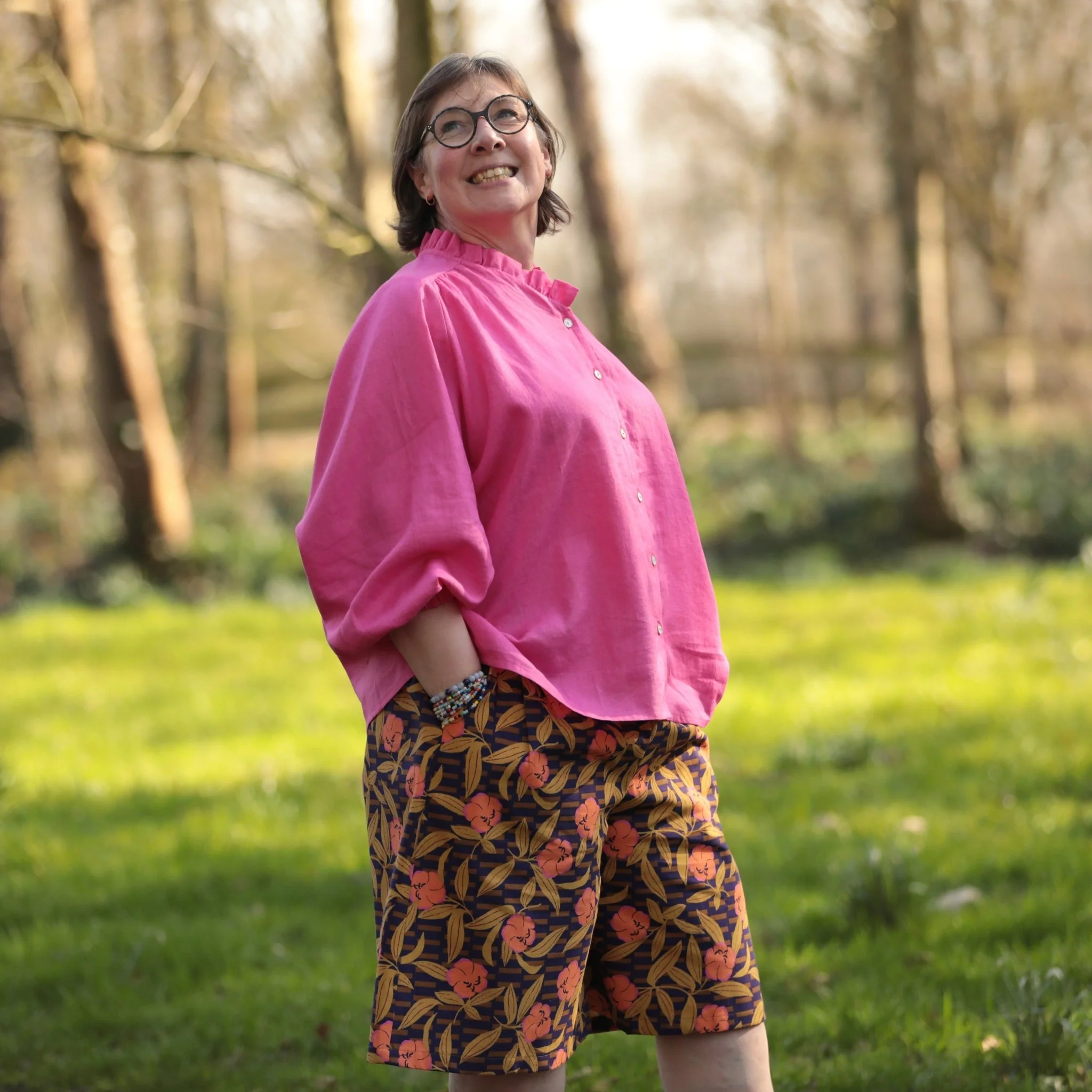Blouse Miléna - lin fushia - Image 12