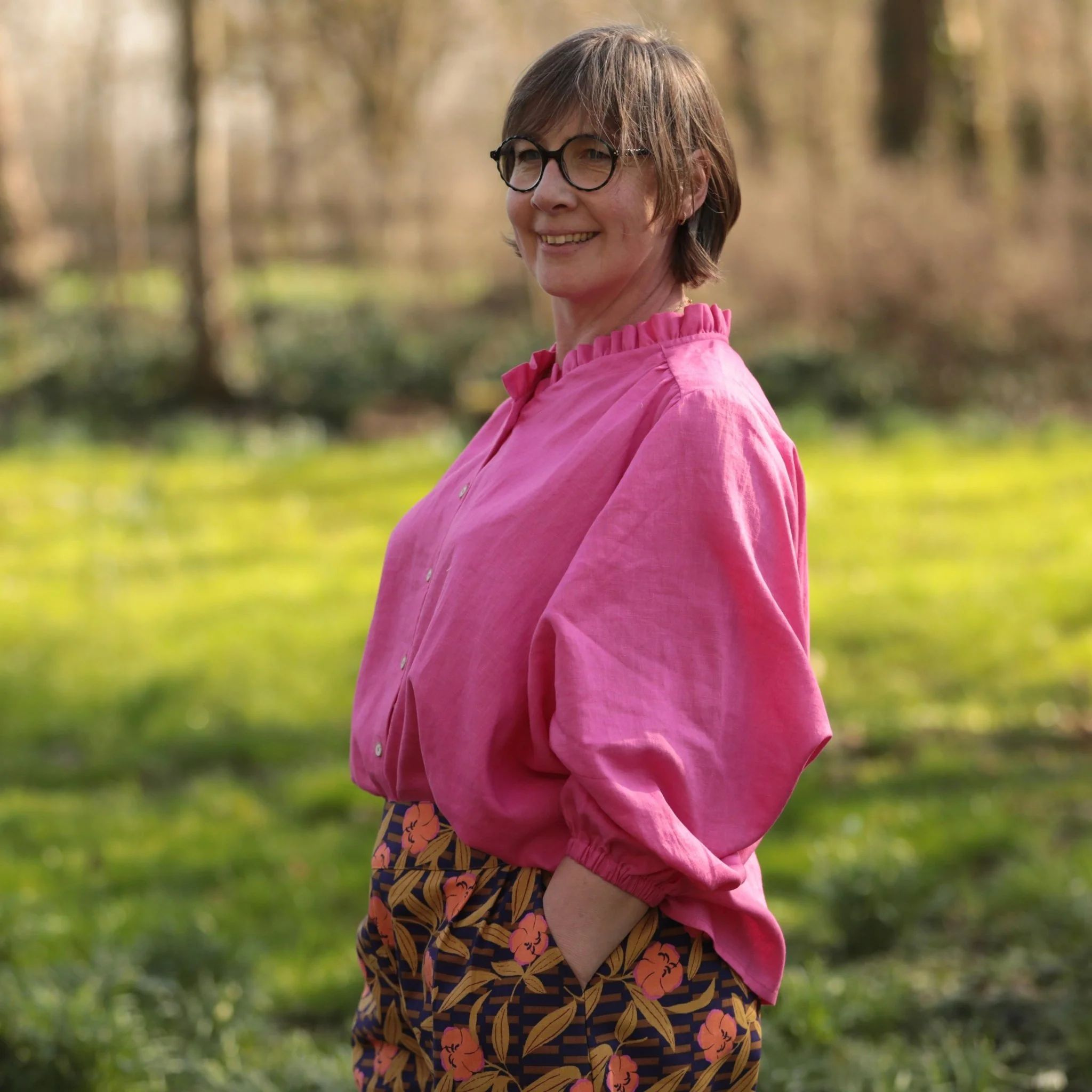 Blouse Miléna - lin fushia - Image 3