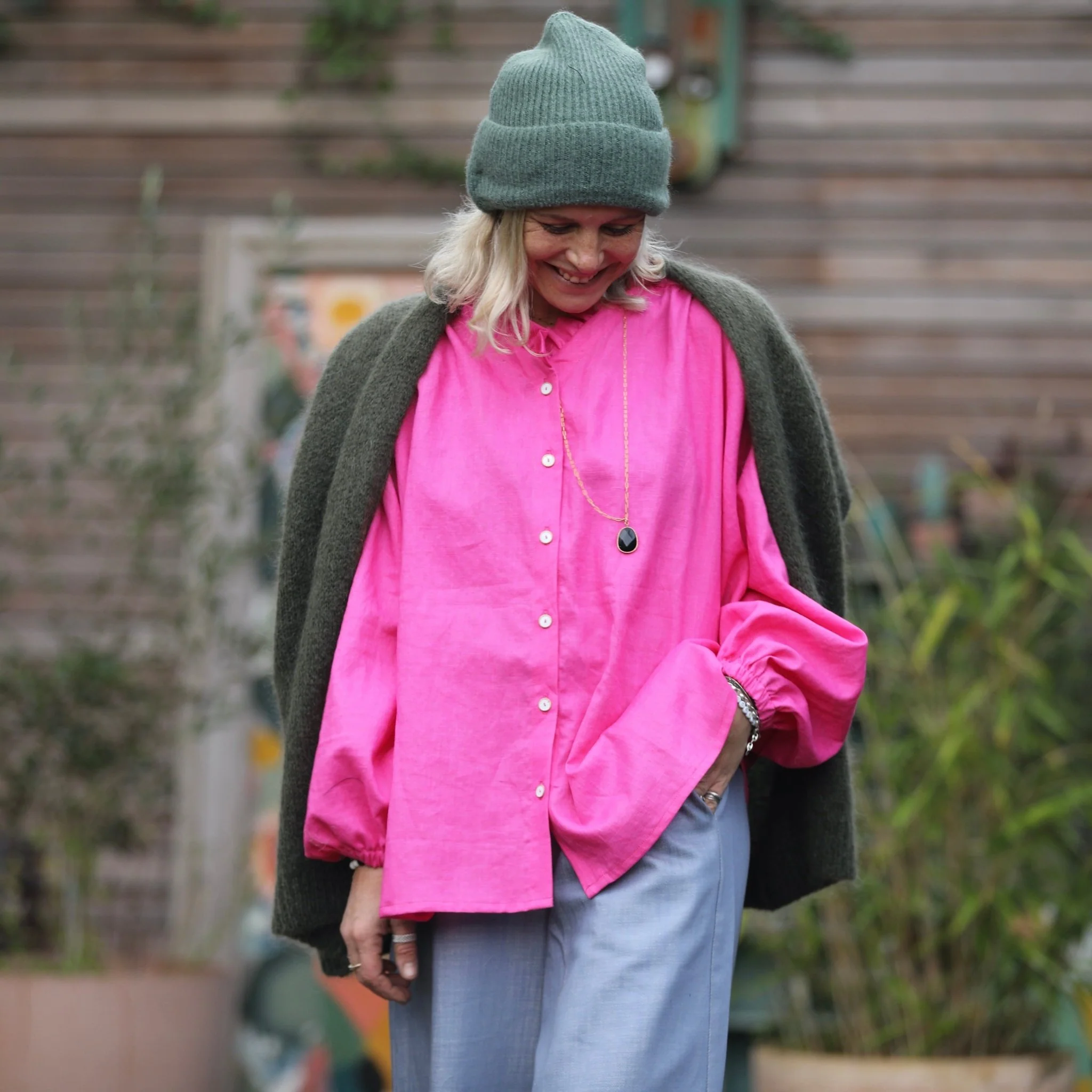 Blouse Miléna - lin fushia - Image 5