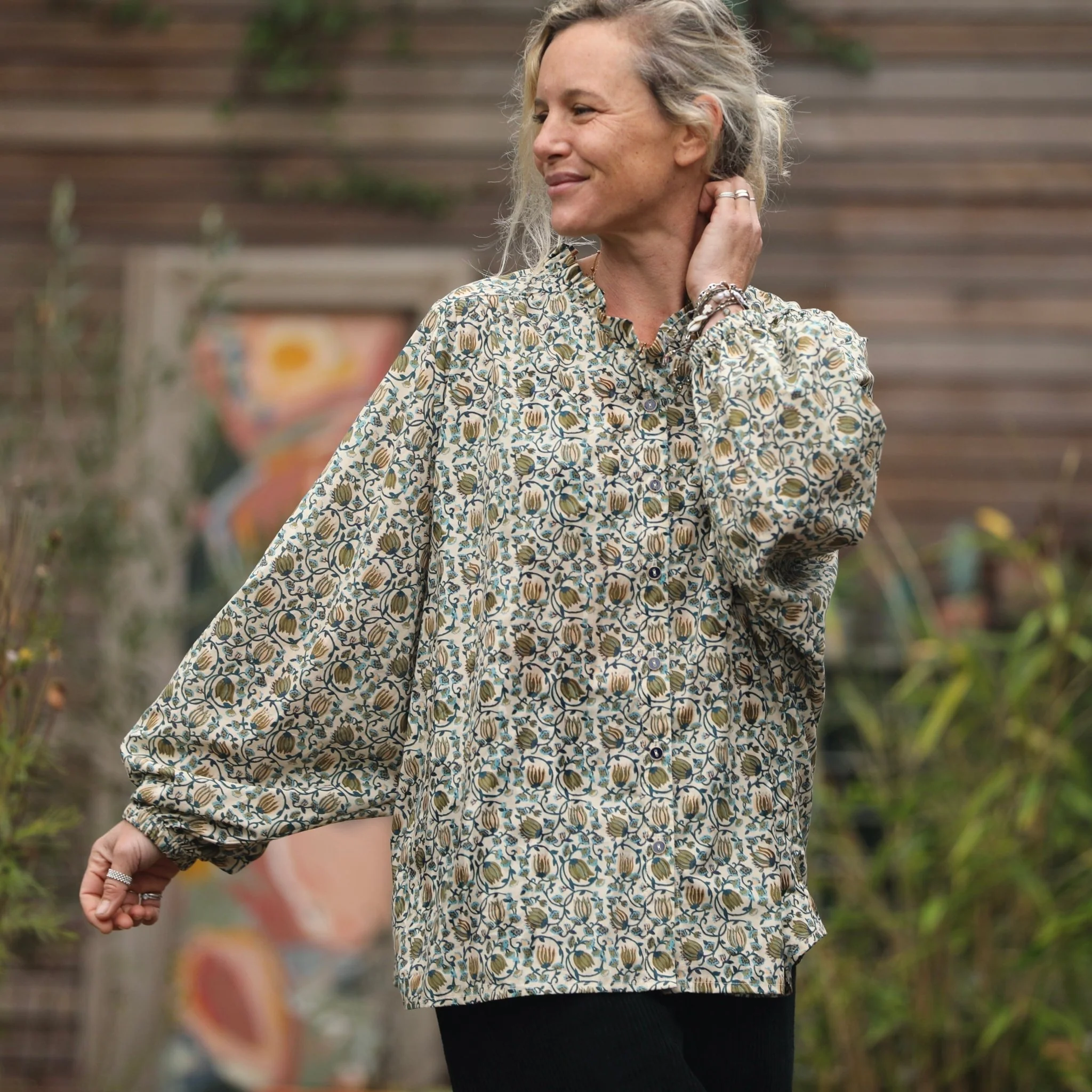 Blouse Miléna - voile de coton Fleurs de Jaipur - Image 3