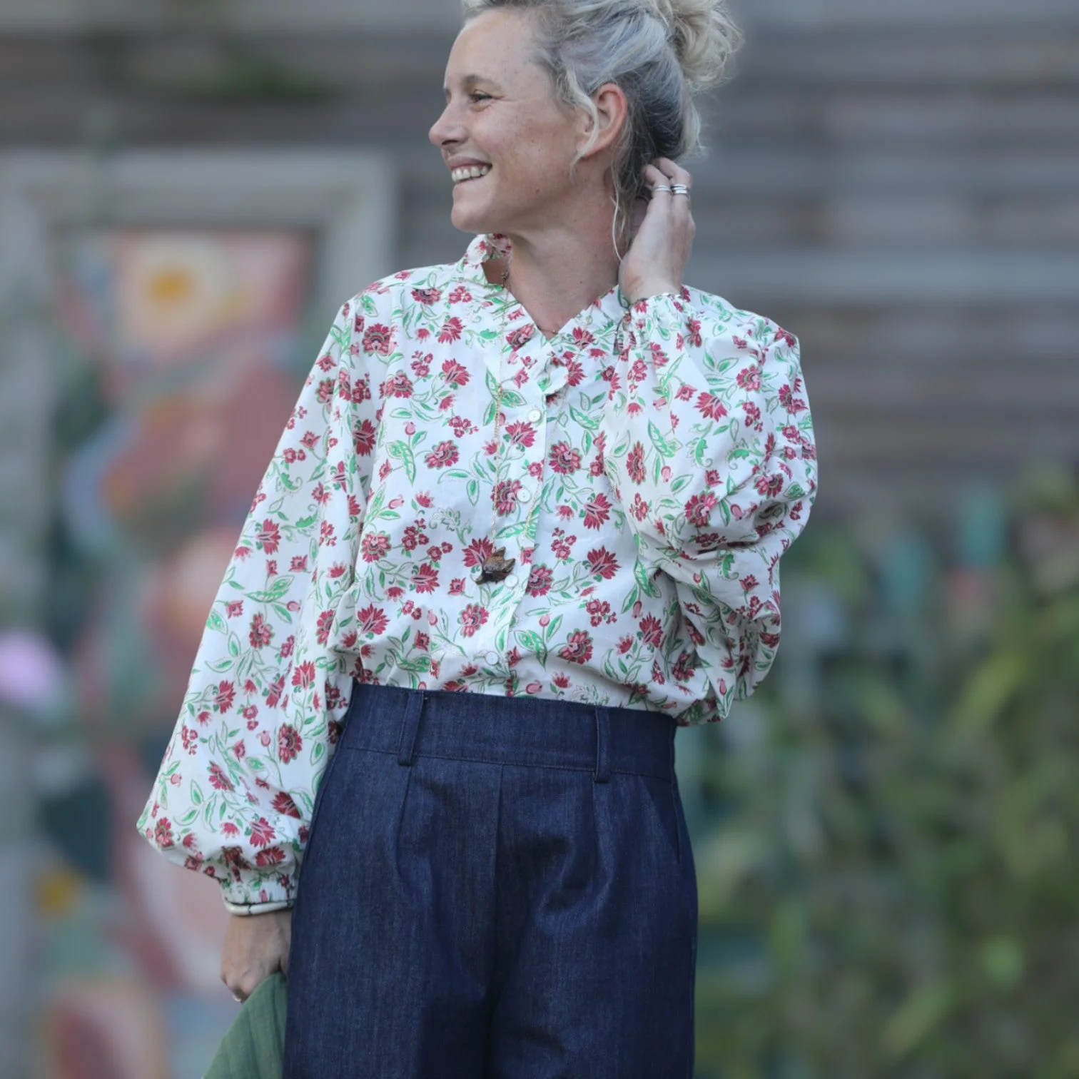 Blouse Miléna - voile de coton Roses "Amnesia" - Image 8