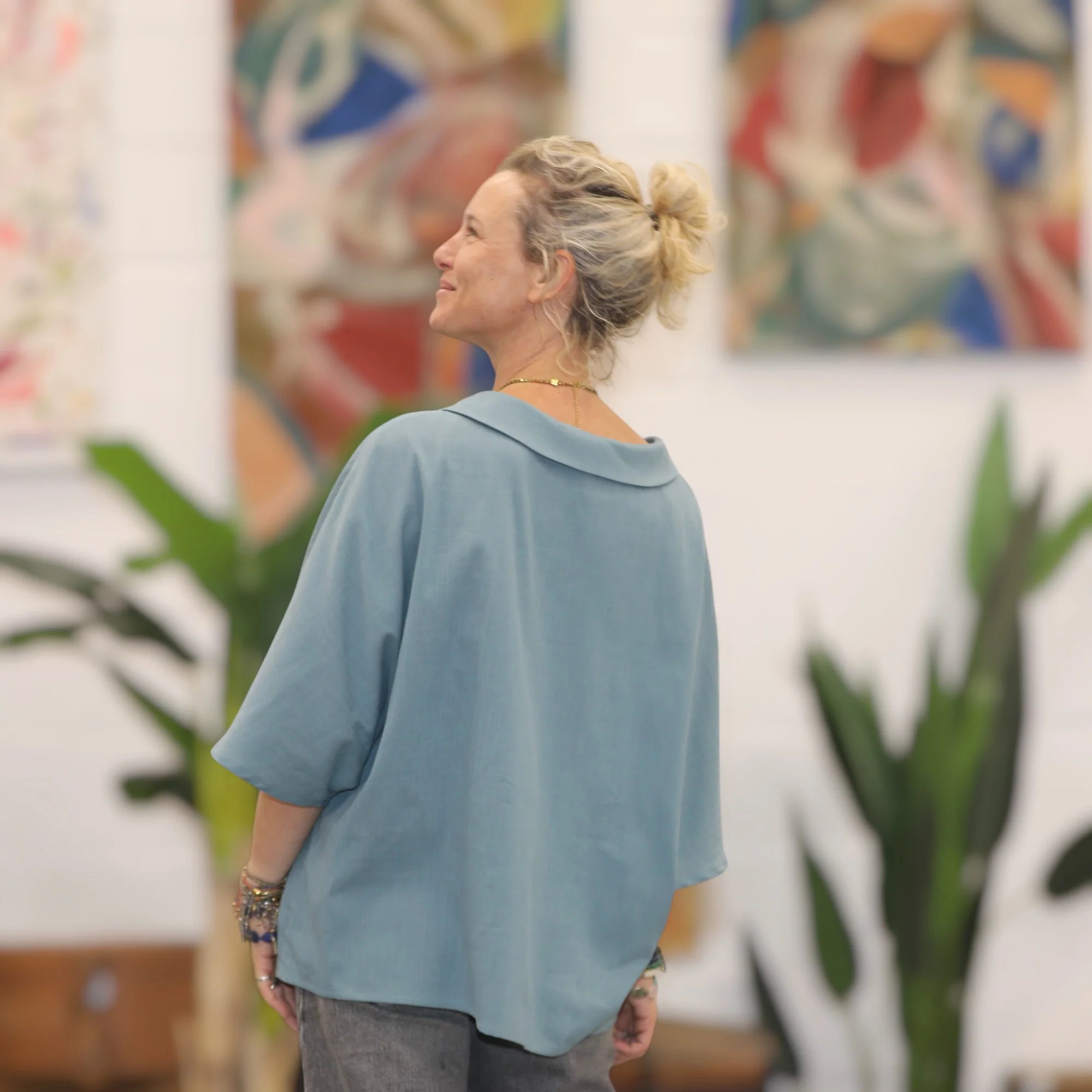 Blouse Myriem - coton tressé vert d'eau - Image 6