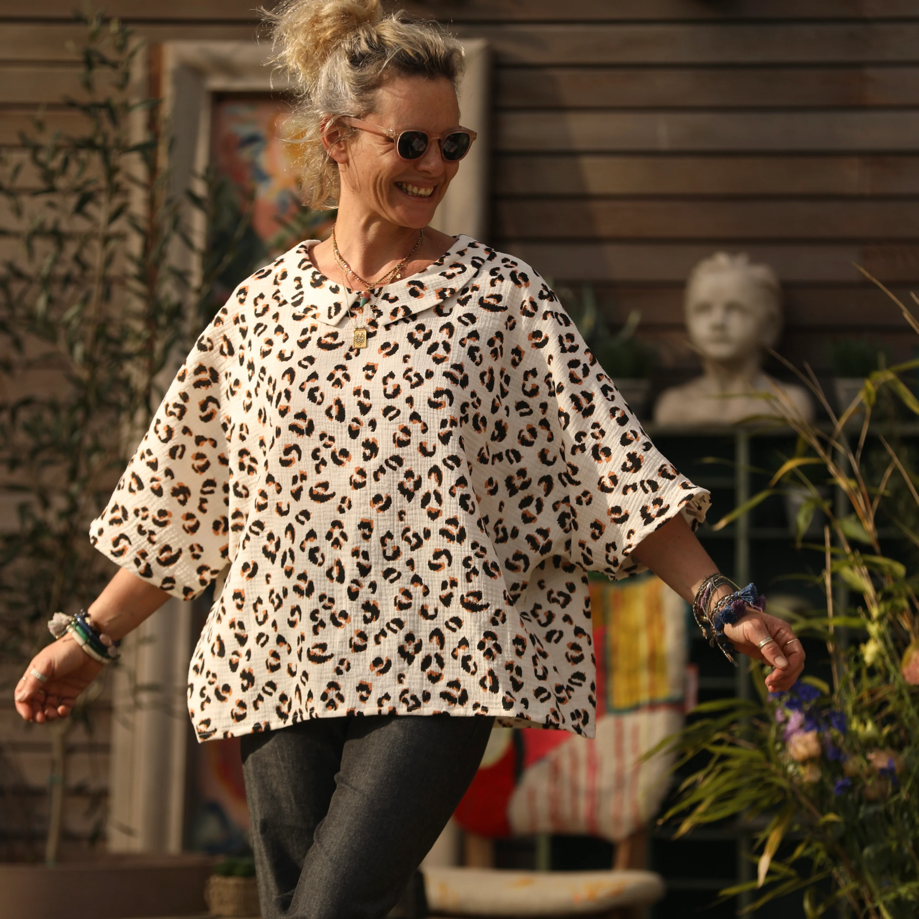 Blouse Myriem - double gaze de coton léo