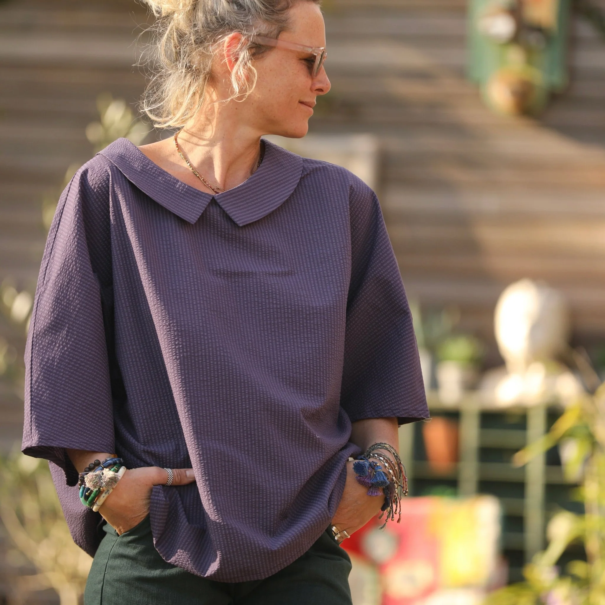 Blouse Myriem - seersucker prune