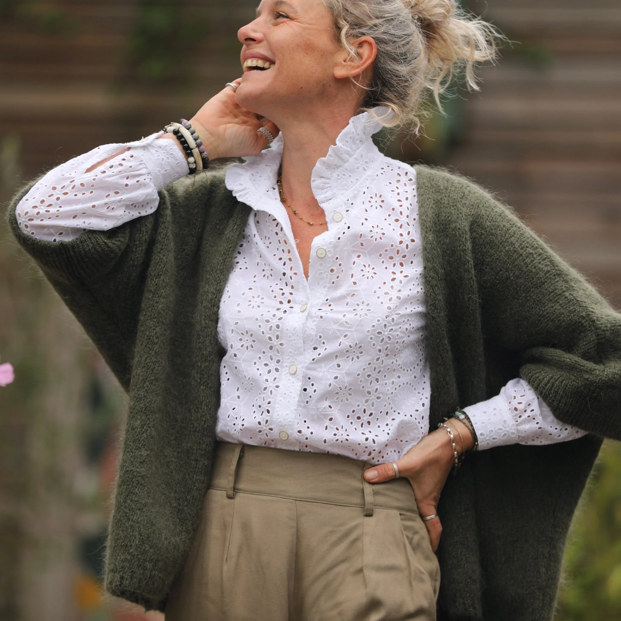 Blouse Marthe - broderie fleurie blanc cassé - Image 10