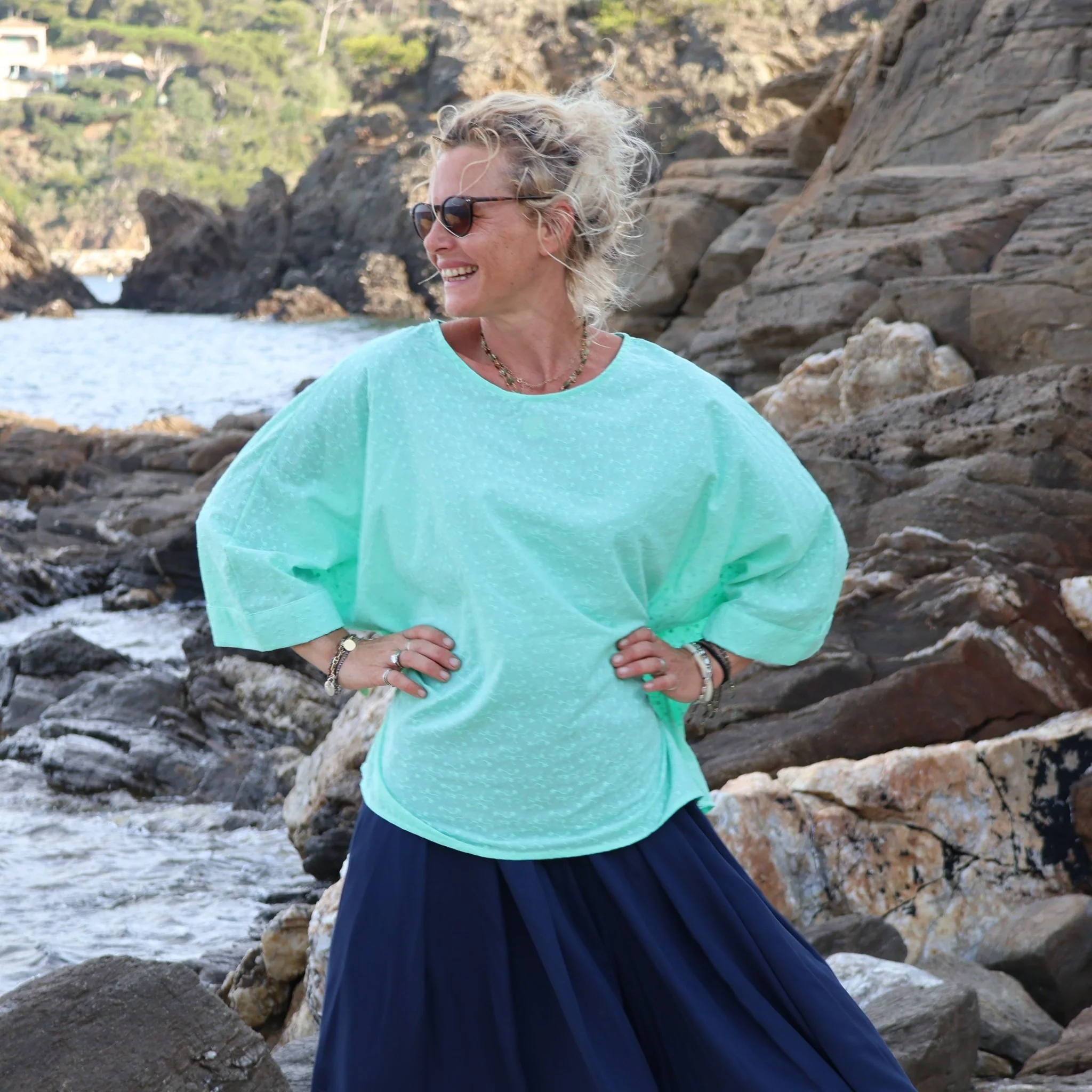 Blouse Nao - coton brodé vert peps - Image 7