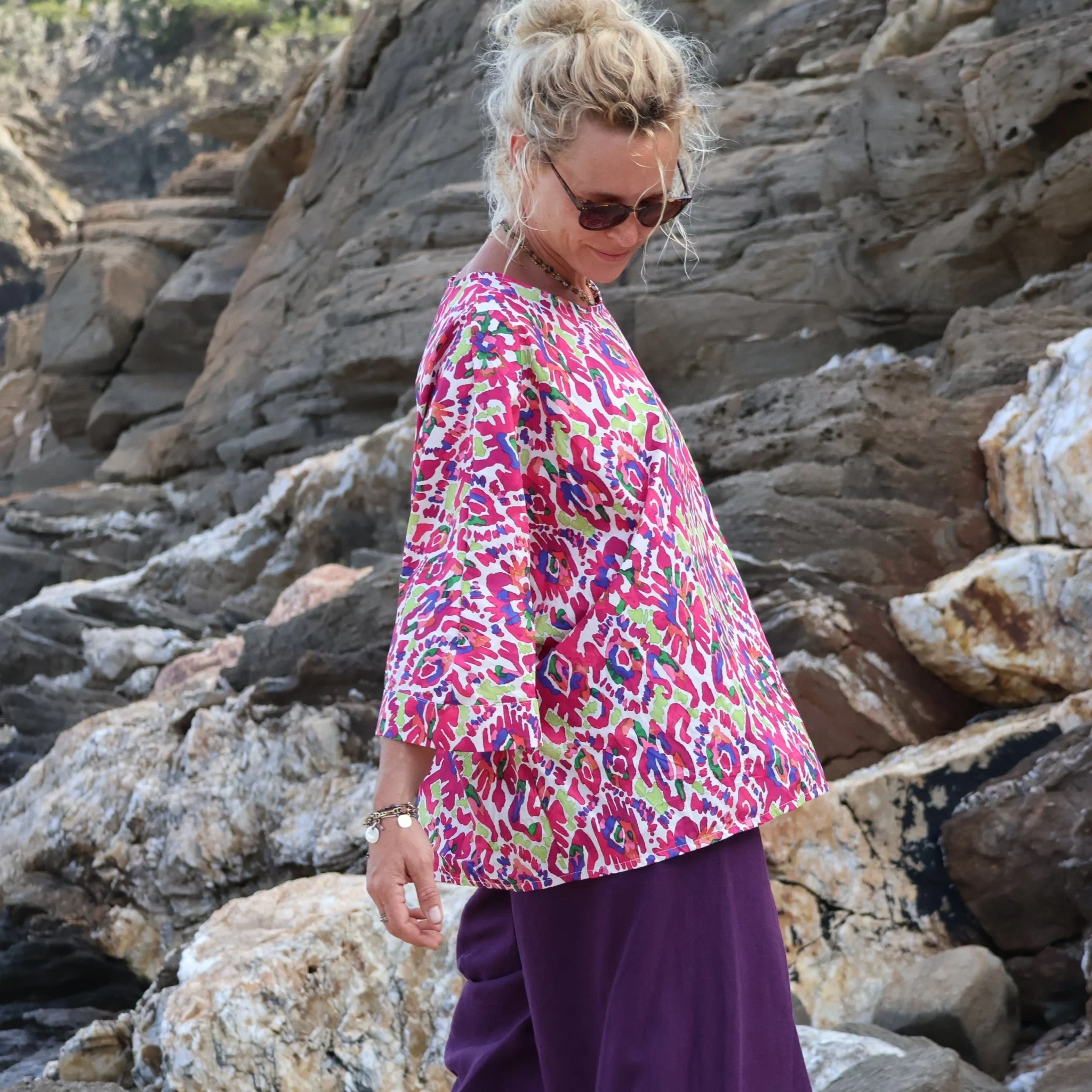Blouse Nao - popeline de coton picturale fushia - Image 3