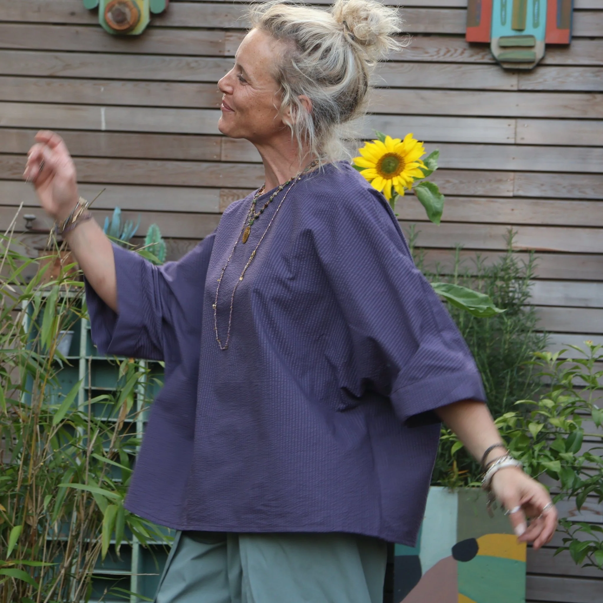 Blouse Nao - seersucker de coton prune - Image 10