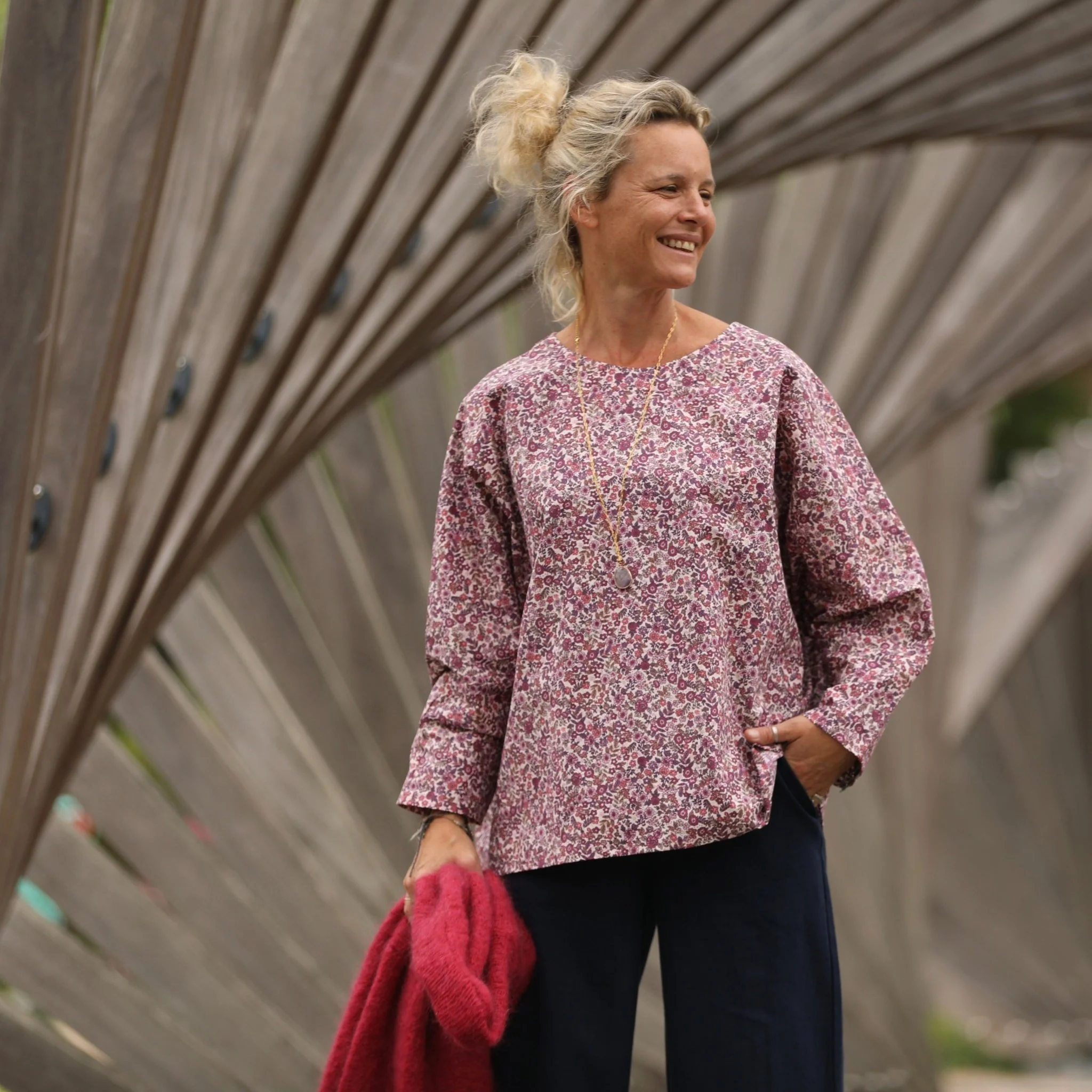 Blouse Naomie - coton léger fleurettes violettes