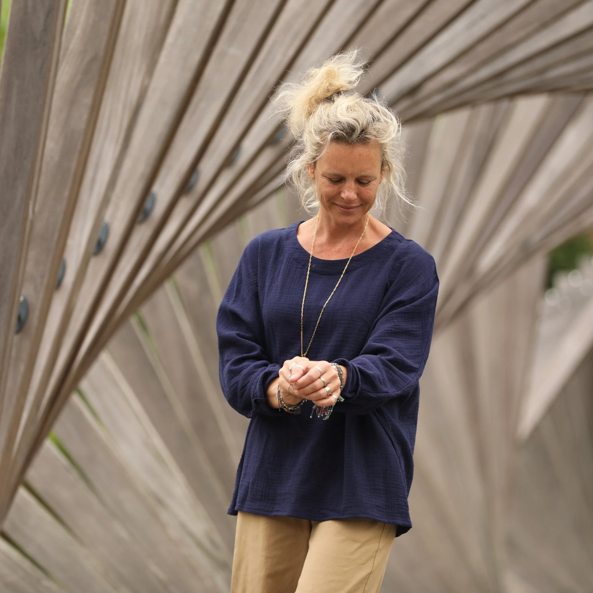 Blouse Naomie - double gaze de coton bleu nuit - Image 3