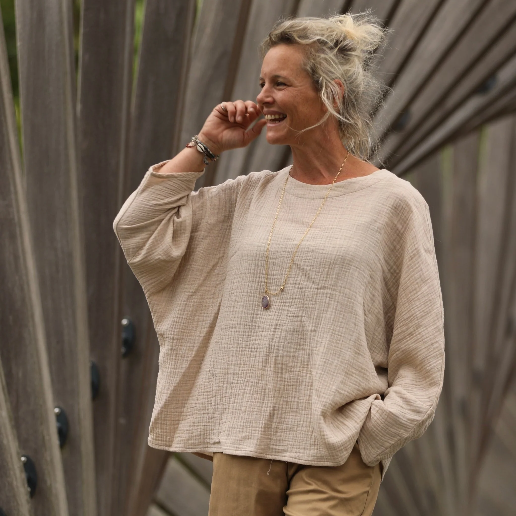 Blouse Naomie - double gaze de coton ficelle chiné - Image 10