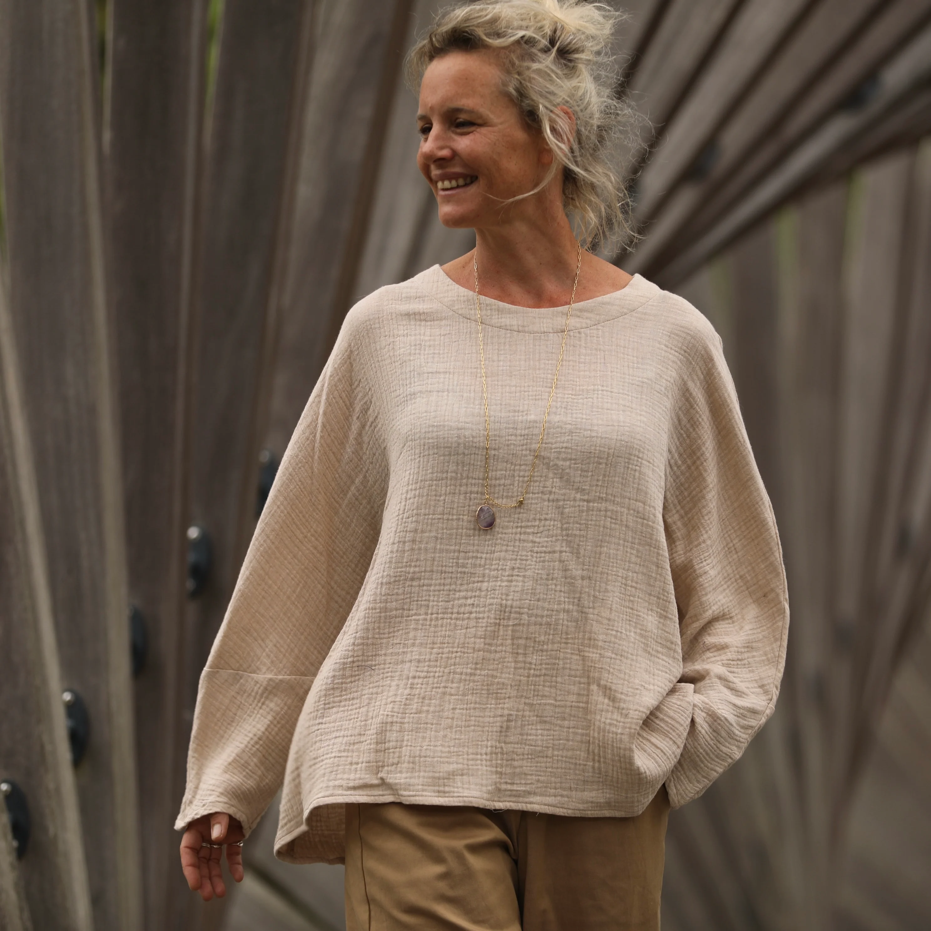 Blouse Naomie - double gaze de coton ficelle chiné - Image 5