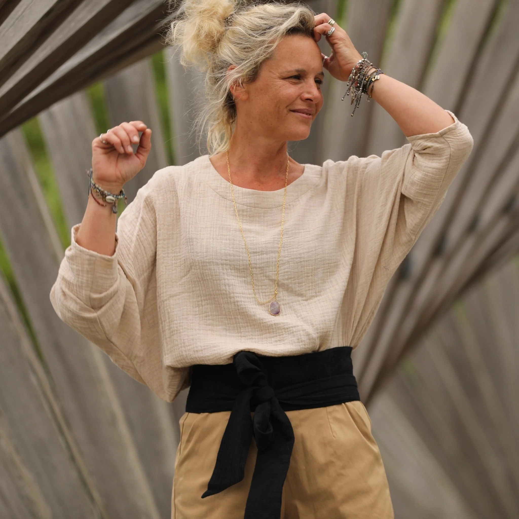 Blouse Naomie - double gaze de coton ficelle chiné - Image 8
