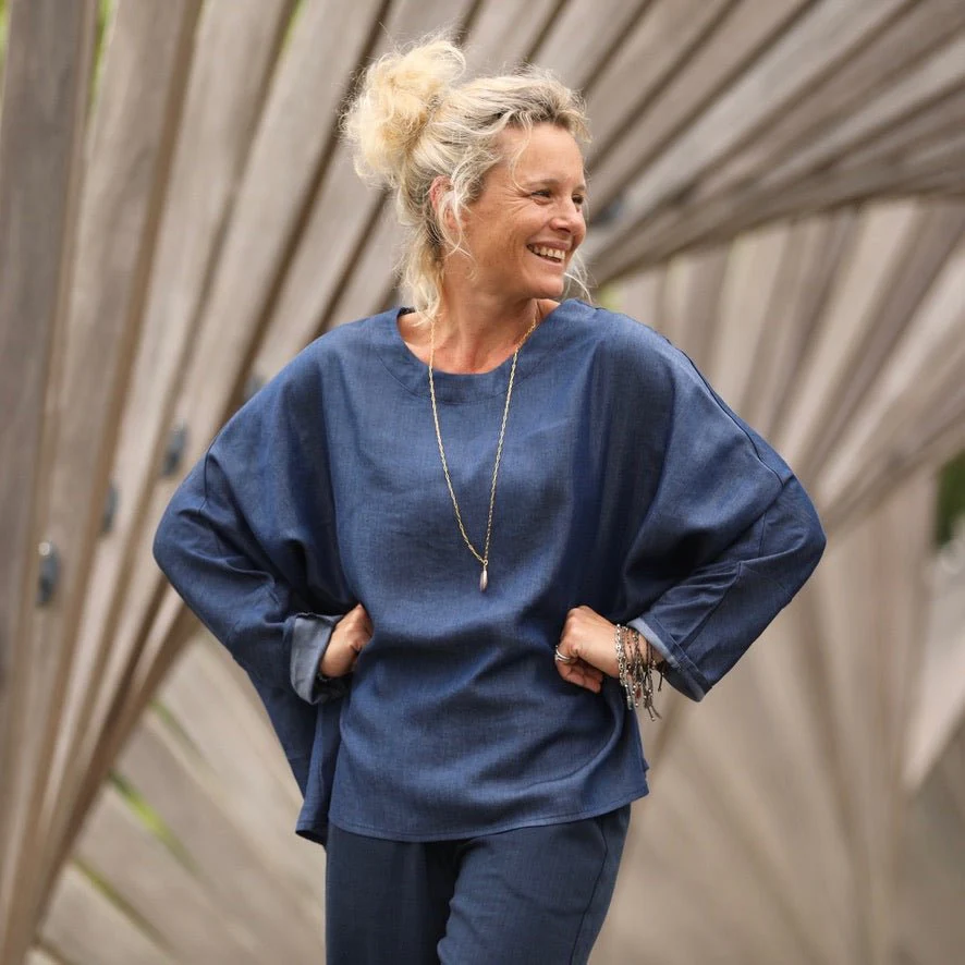 Blouse Naomie - lyocell bleu jean