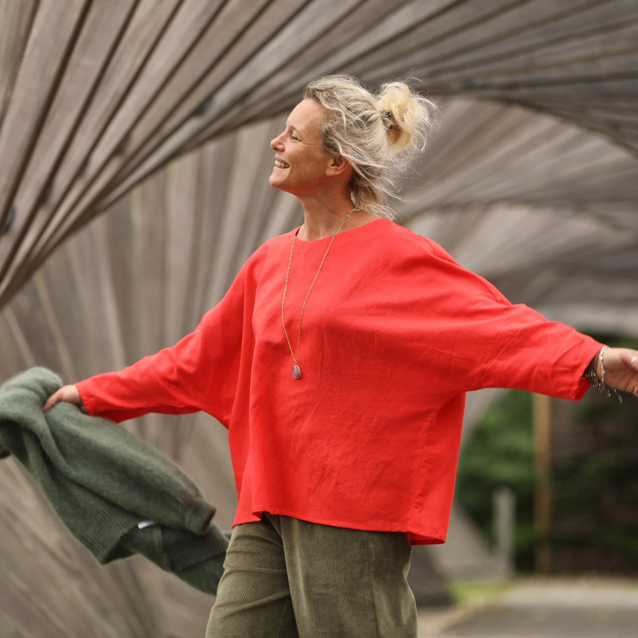 Blouse Naomie - lin/coton orange tangerine - Image 6