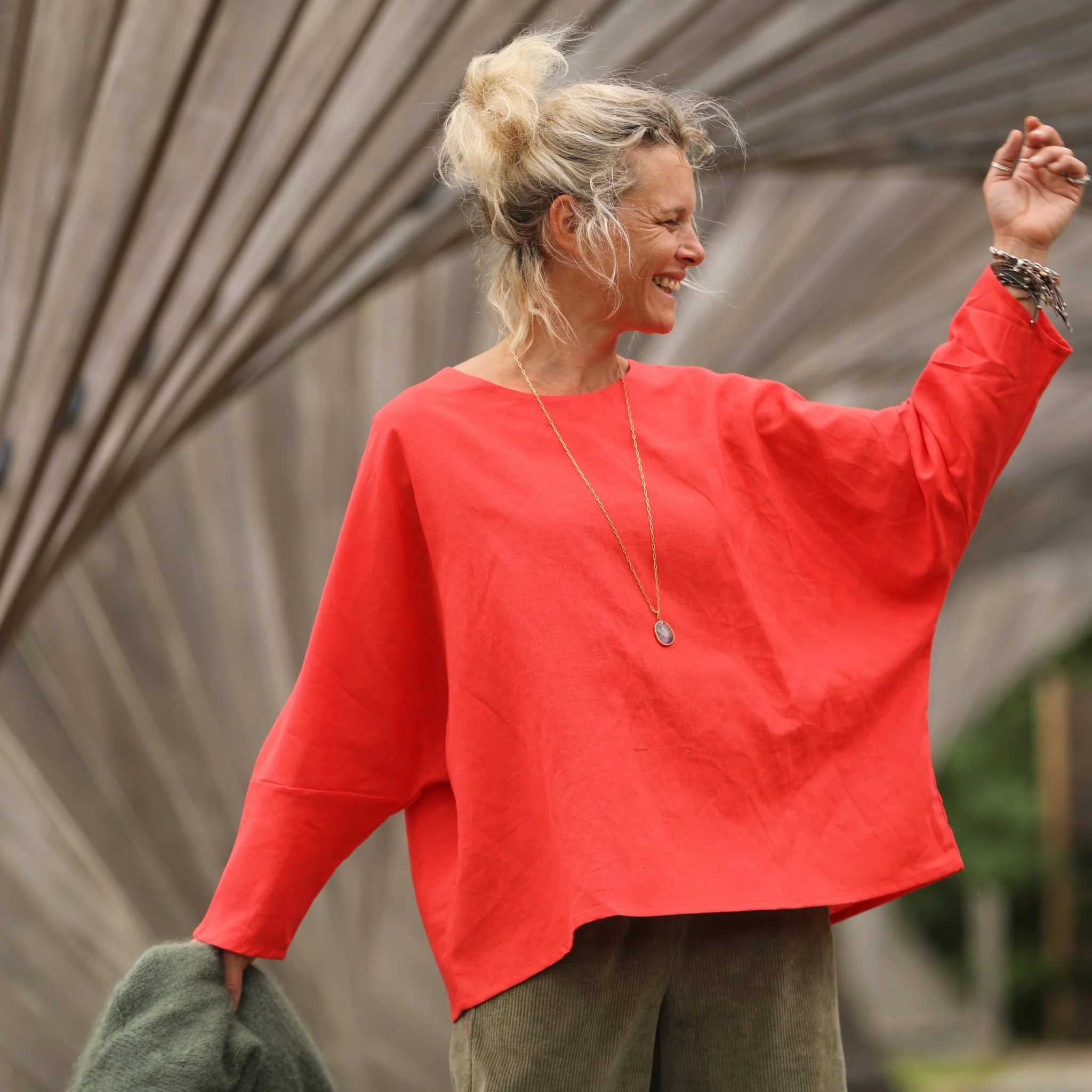 Blouse Naomie - lin/coton orange tangerine - Image 9