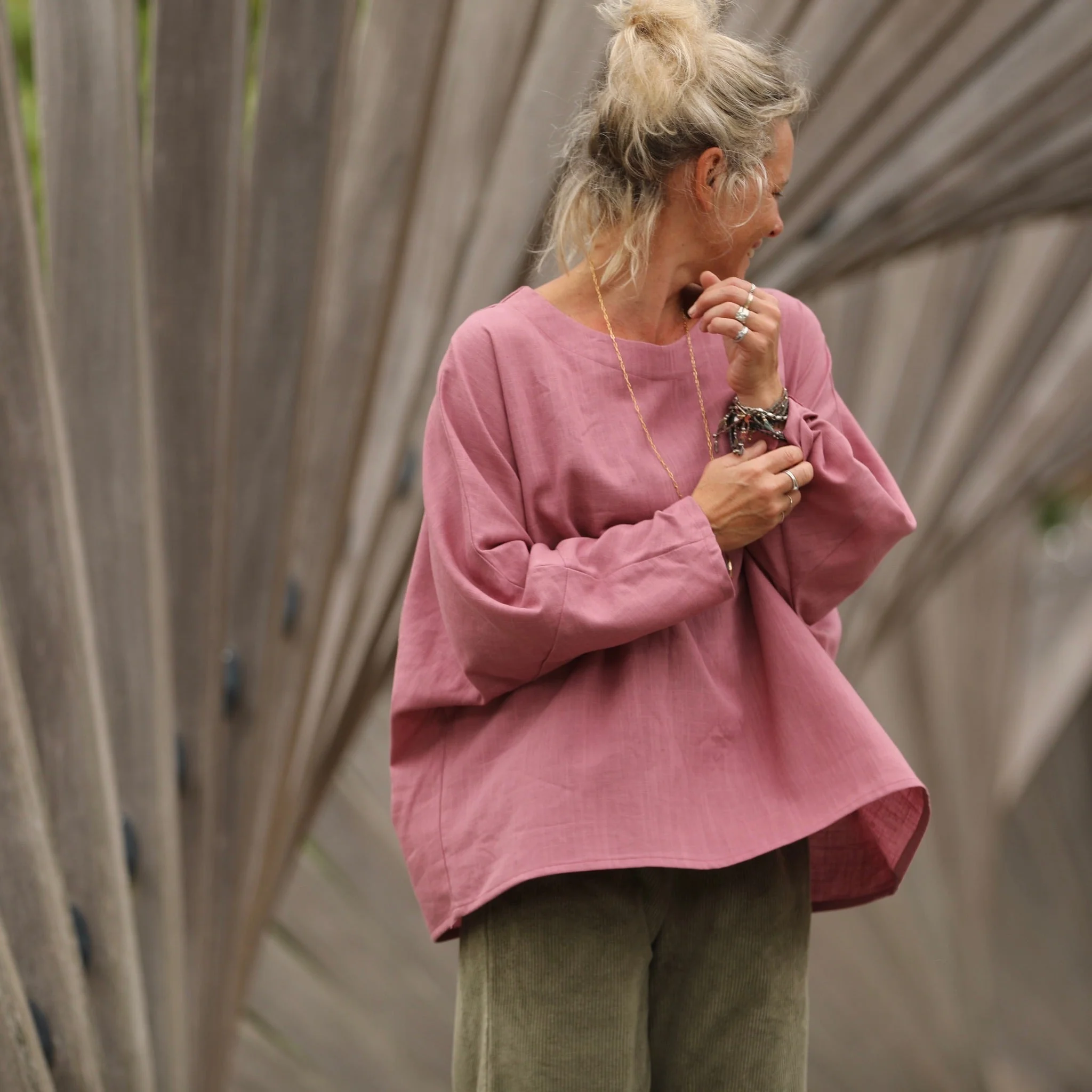 Blouse Naomie - lin/coton rose boisé - Image 5