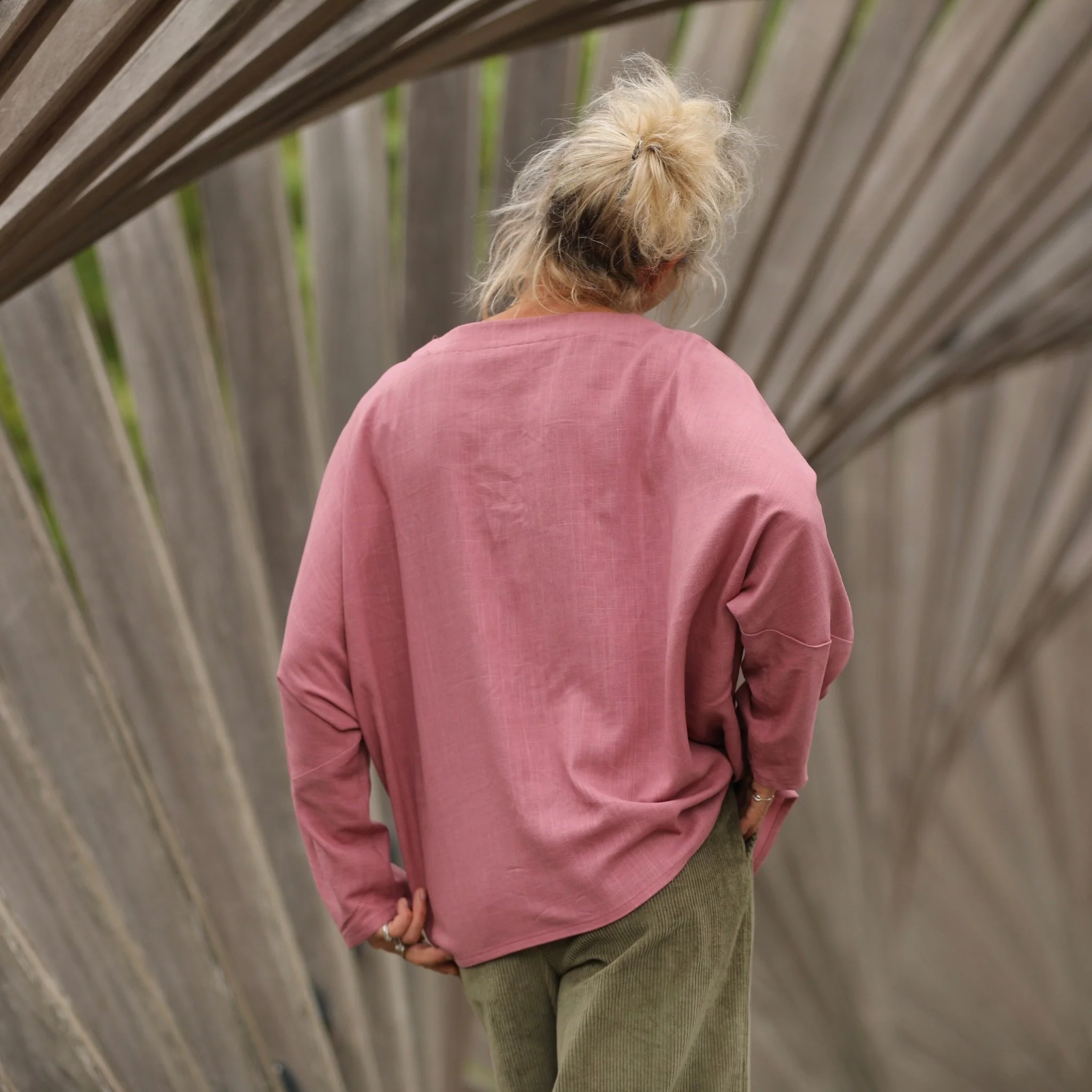 Blouse Naomie - lin/coton rose boisé - Image 7