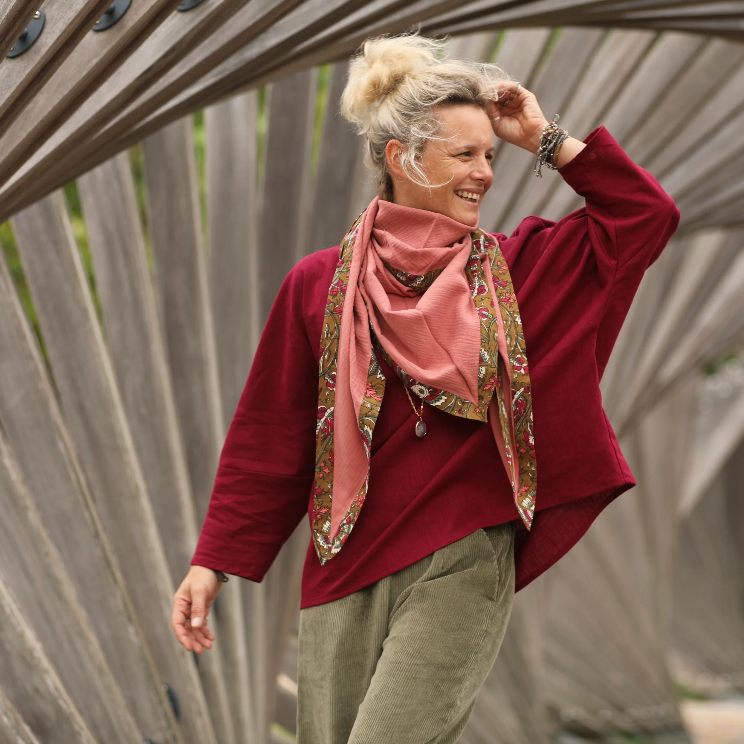 Blouse Naomie - lin grenat - Image 10