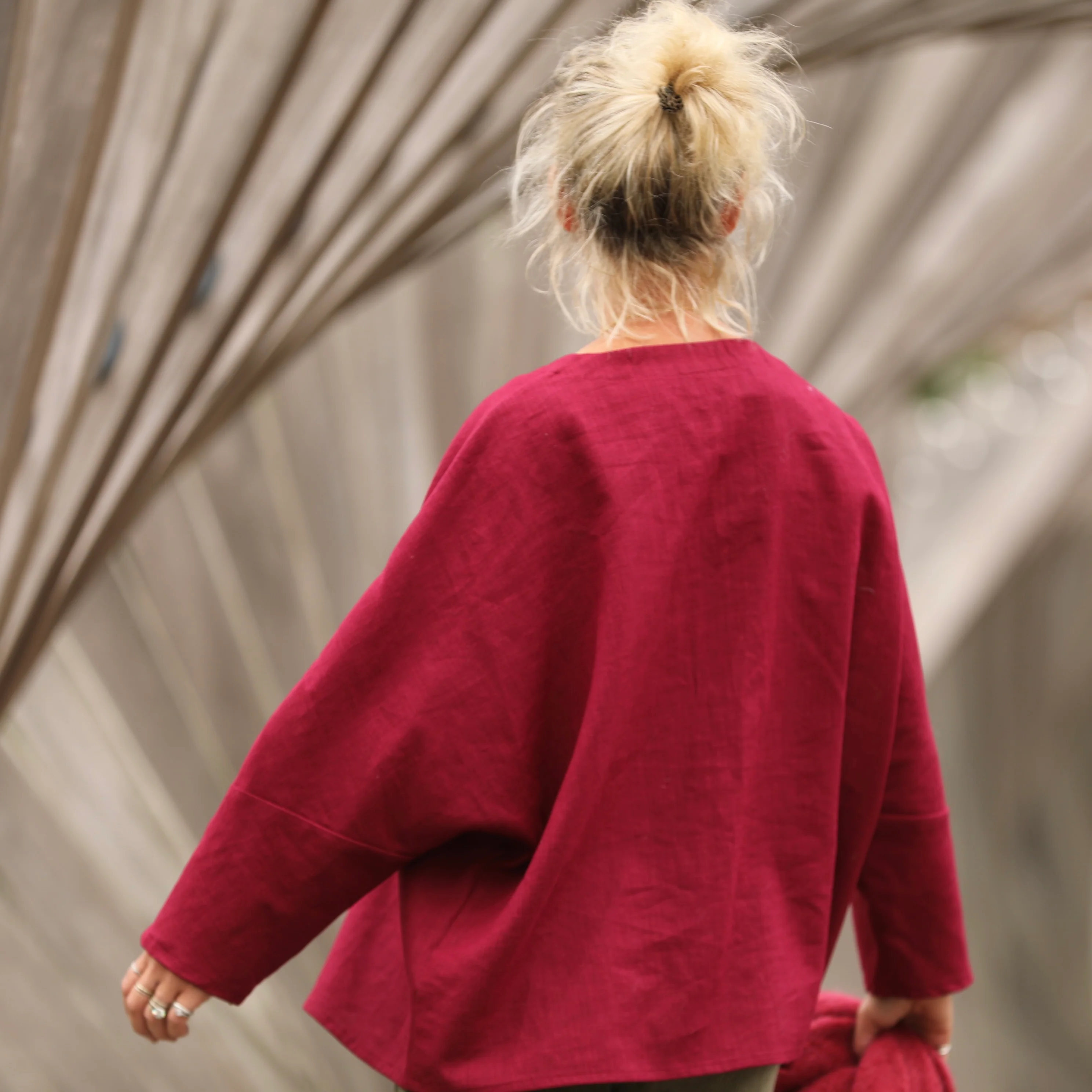 Blouse Naomie - lin grenat - Image 3