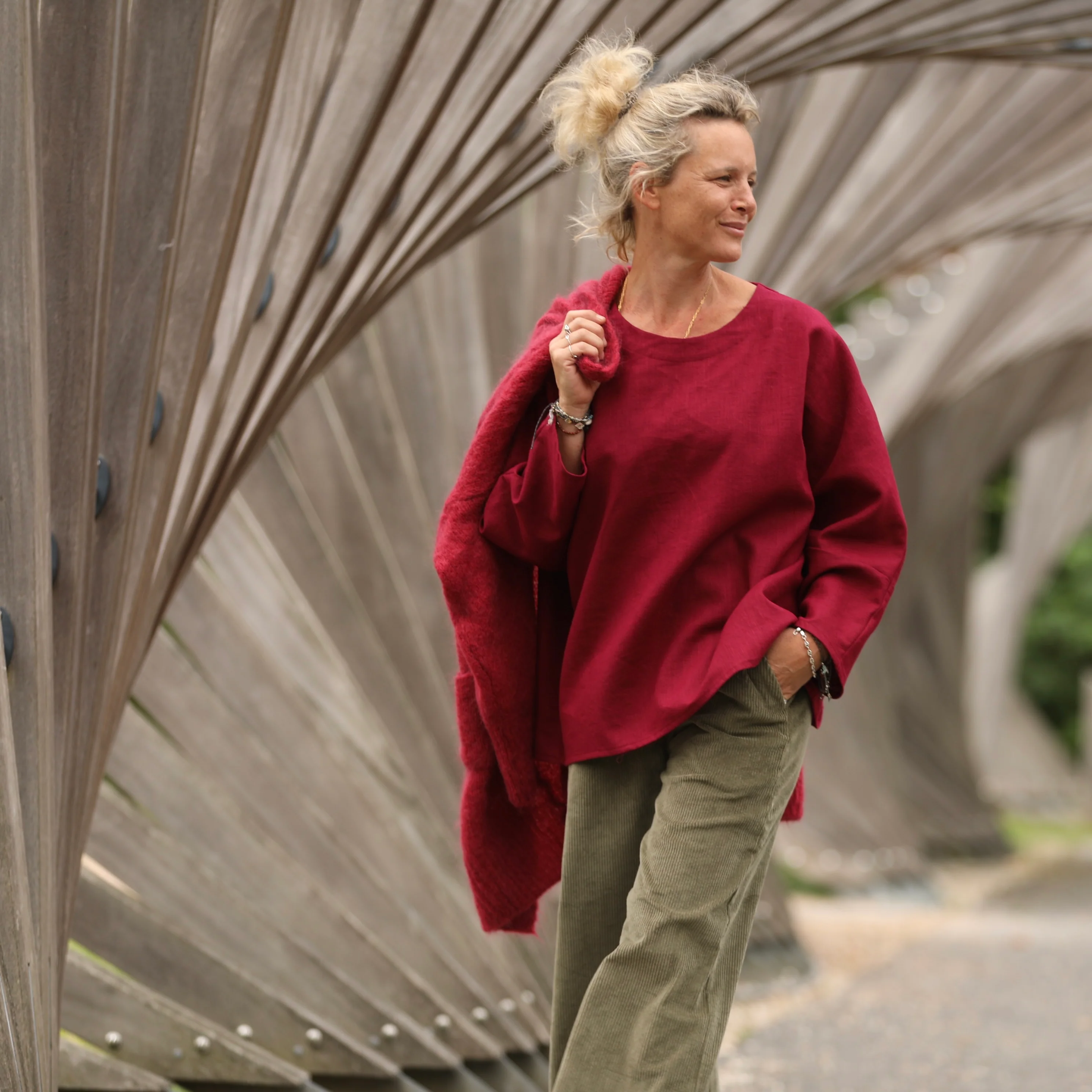 Blouse Naomie - lin grenat - Image 4