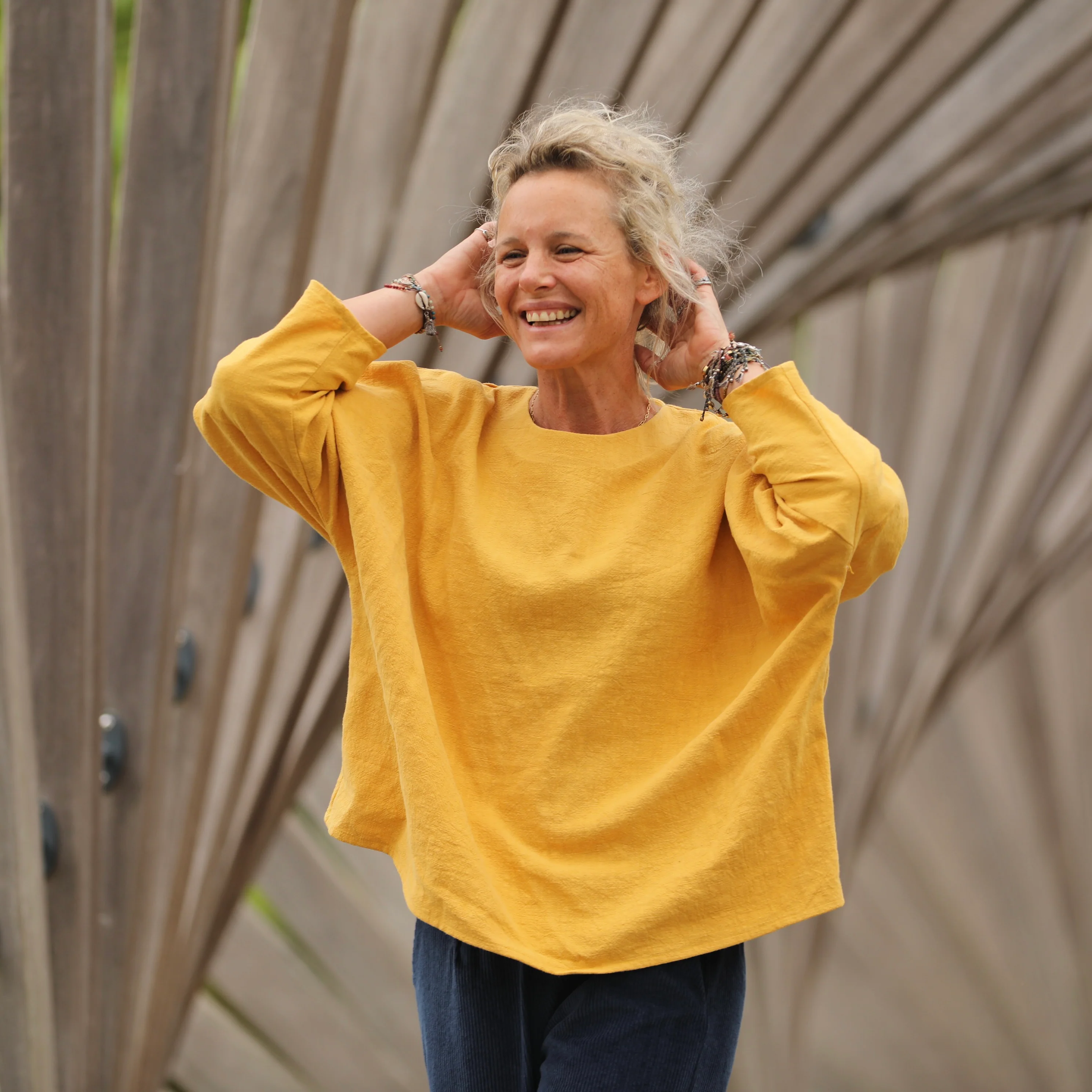 Blouse Naomie - lin stone wash jaune ocre - Image 5