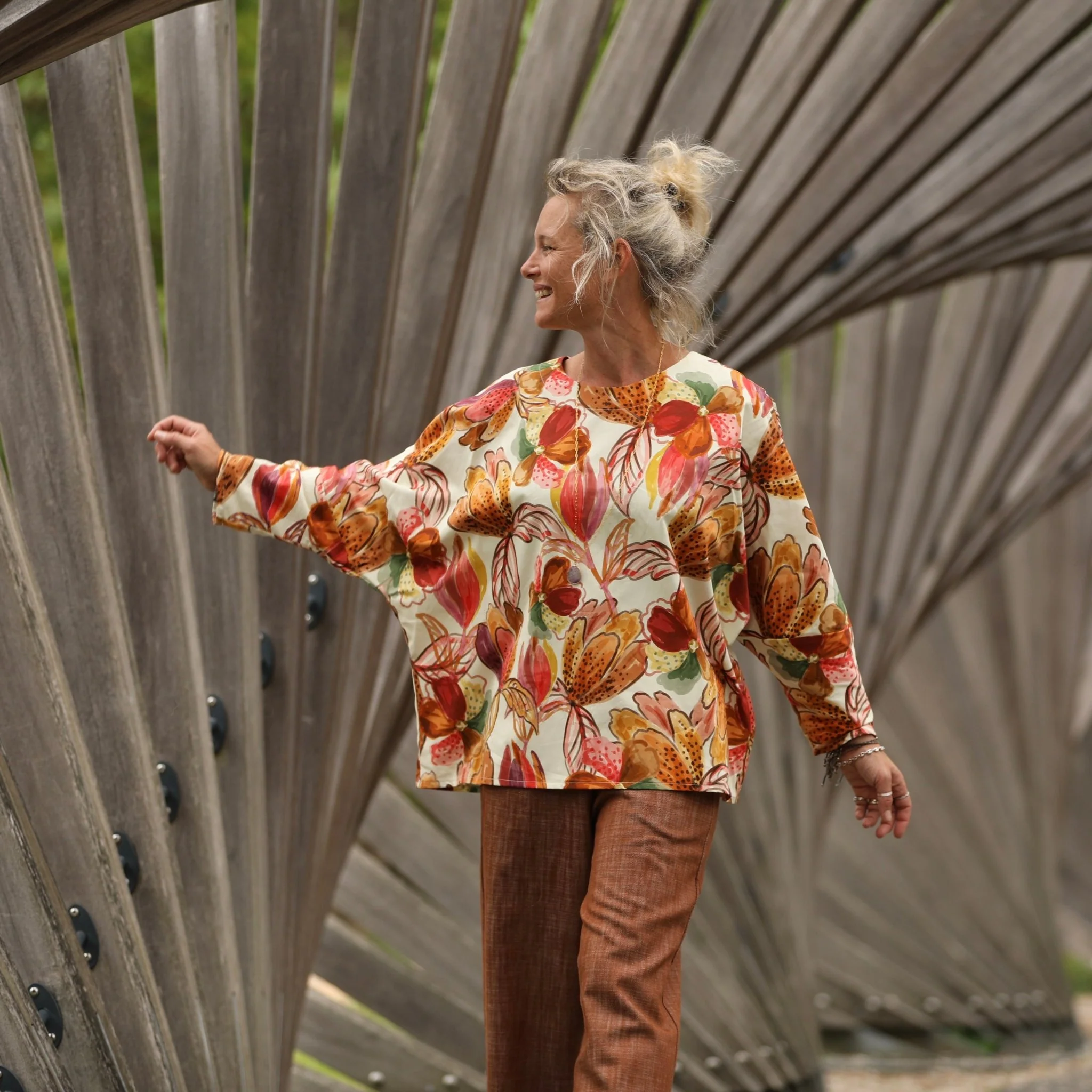 Blouse Naomie - satin de coton poésie d’automne - Image 7