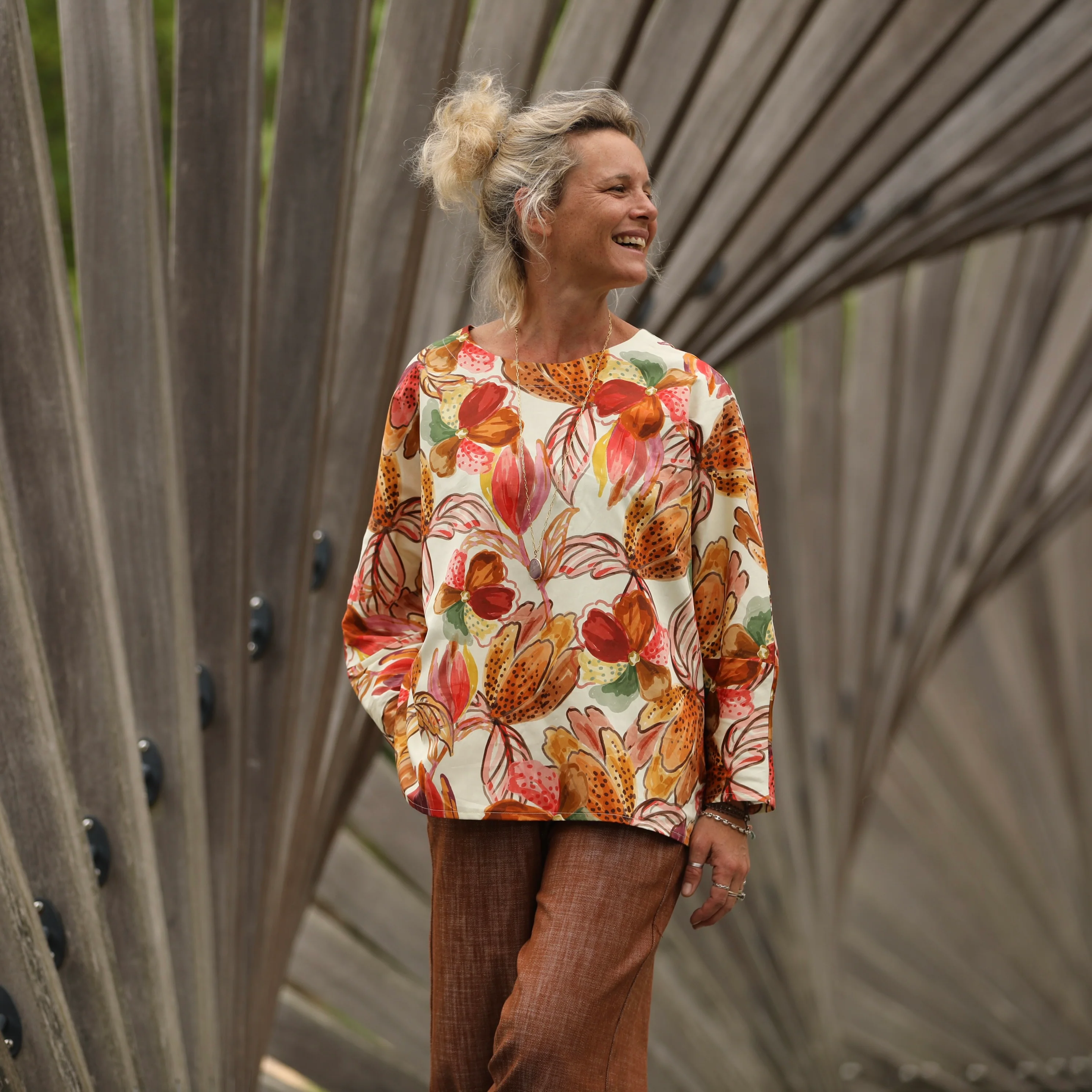 Blouse Naomie - satin de coton poésie d’automne - Image 8