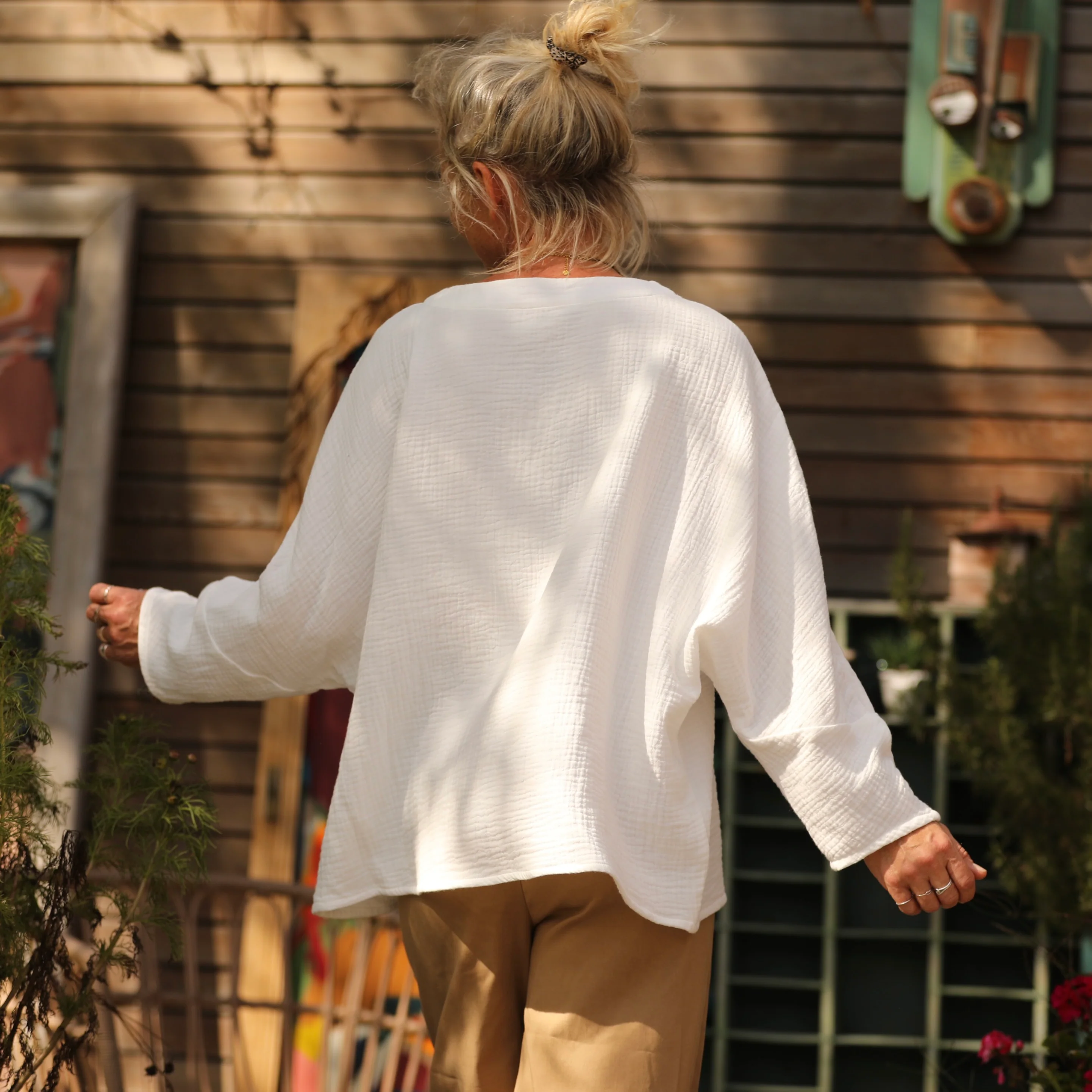 Blouse Naomie - triple gaze de coton blanche - Image 5