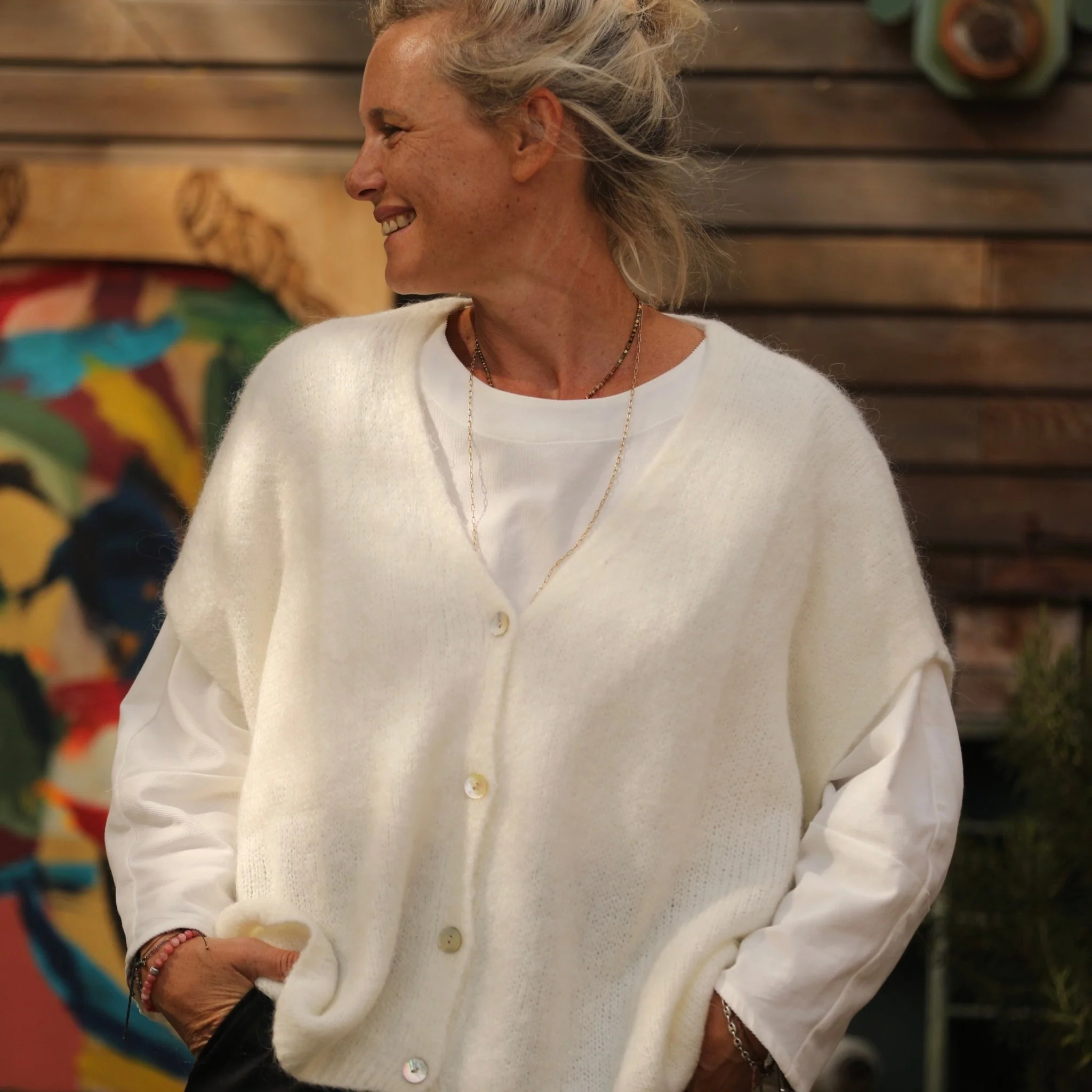 Blouse Naomie - velours milleraies ivoire - Image 10