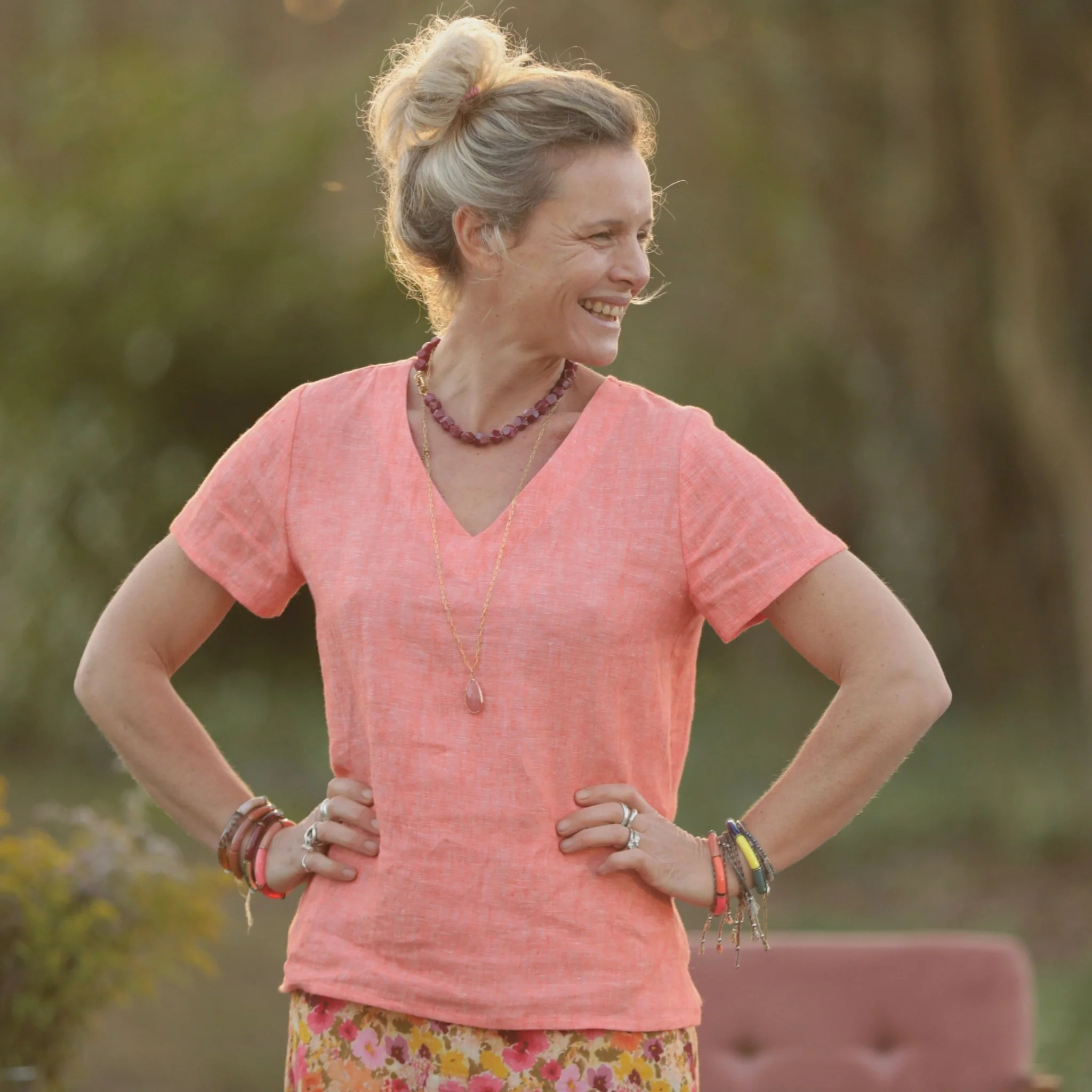 Blouse Nila - Lin chiné orange pep's - Image 6