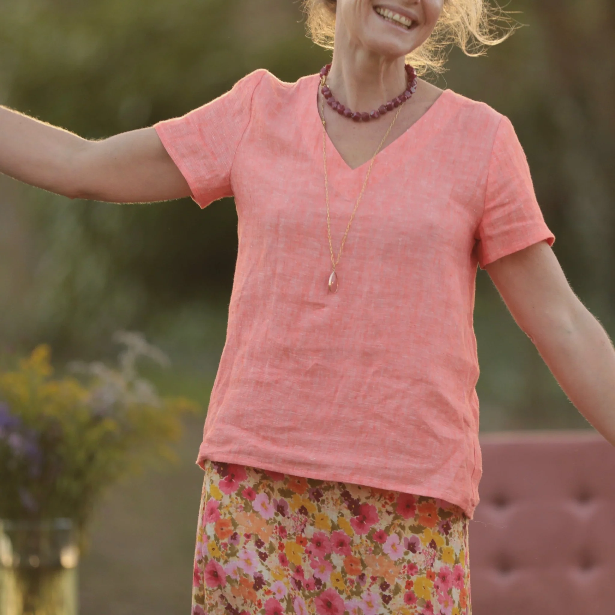Blouse Nila - Lin chiné orange pep's - Image 7