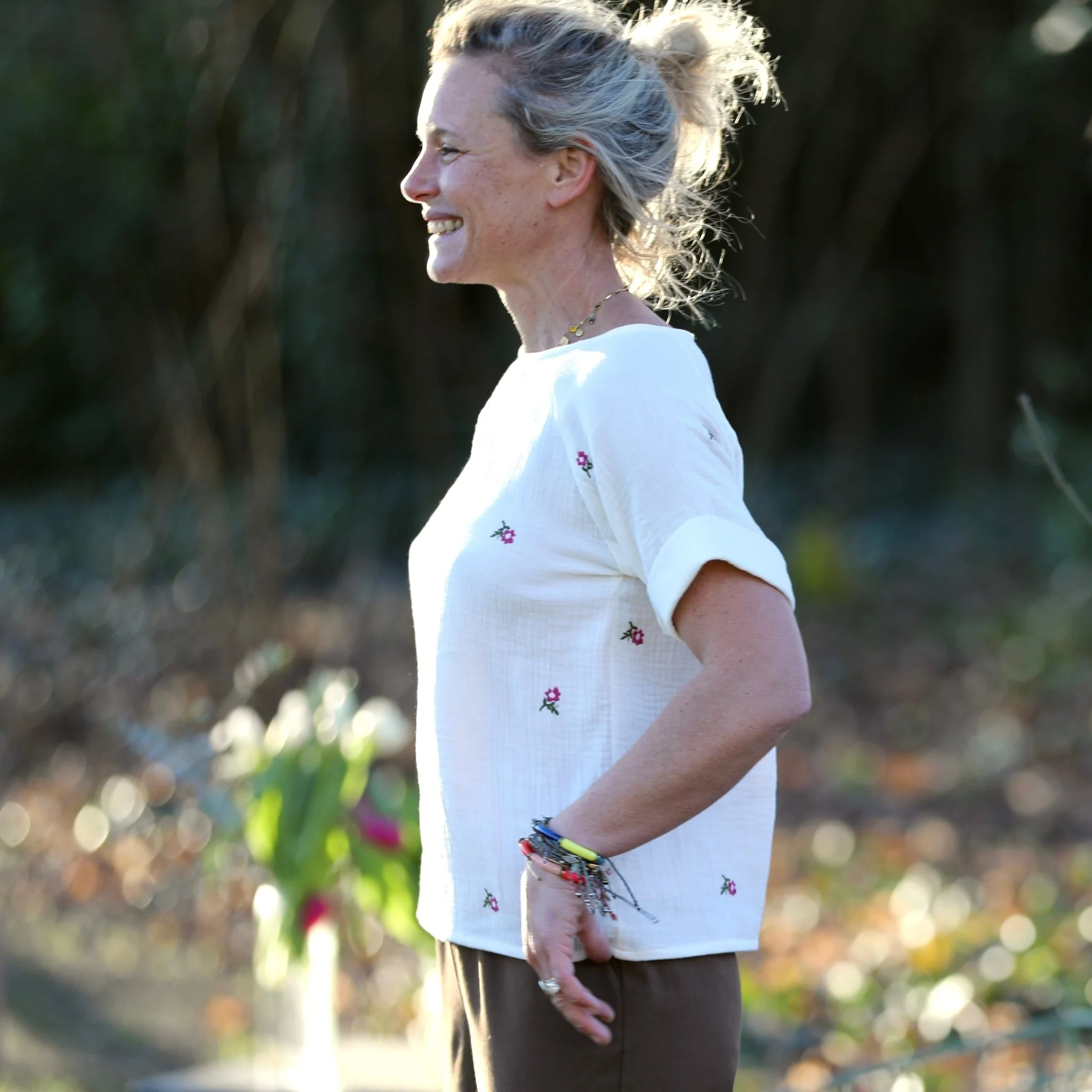 Blouse Romy – Double gaze de coton blanc cassé églantine - Image 4